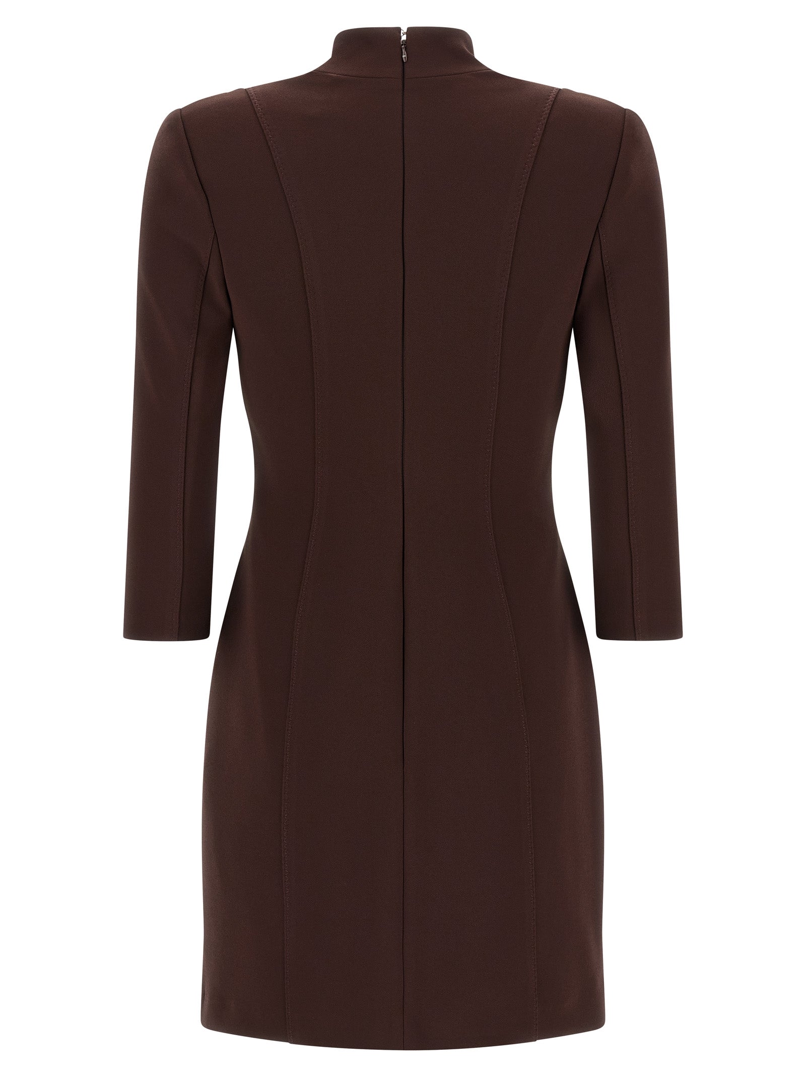 Brown Polyester Short Dress