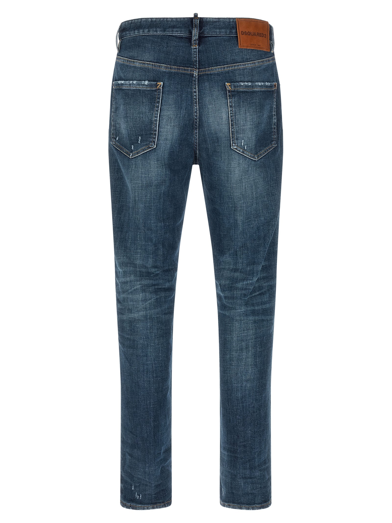 Blue Cotton Straight-Leg Jeans
