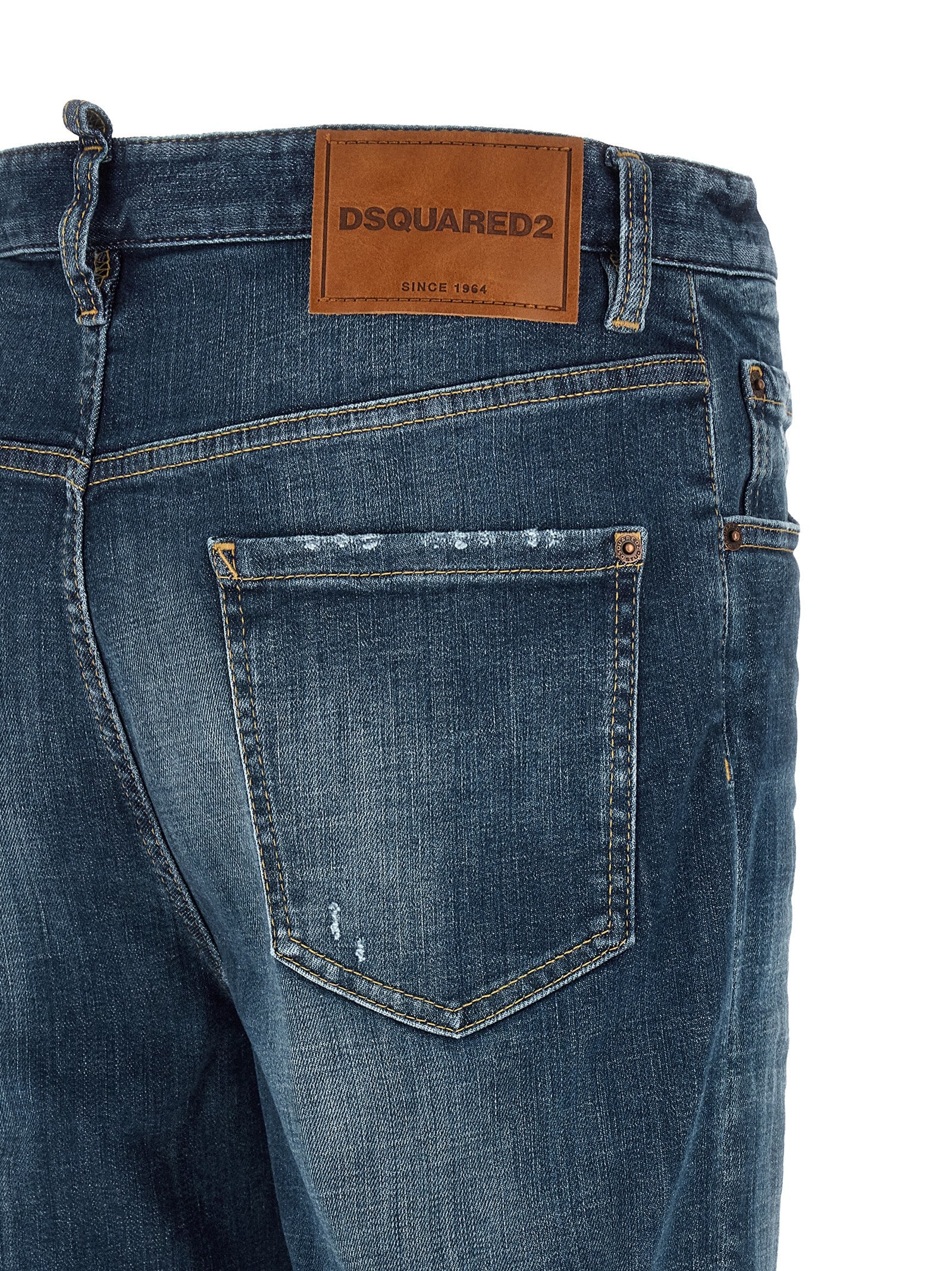 Blue Cotton Straight-Leg Jeans