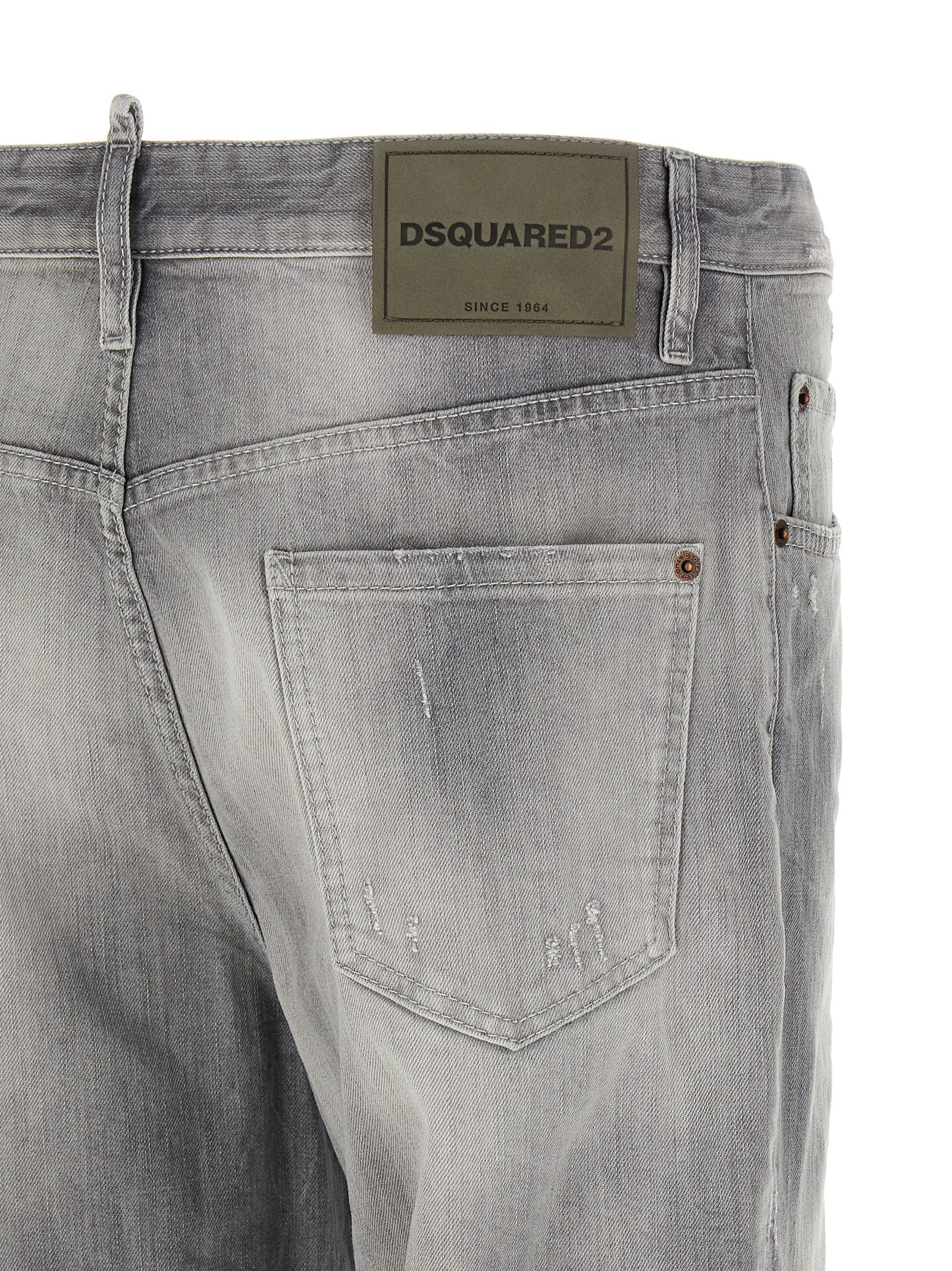 Gray Cotton Straight-Leg Jeans