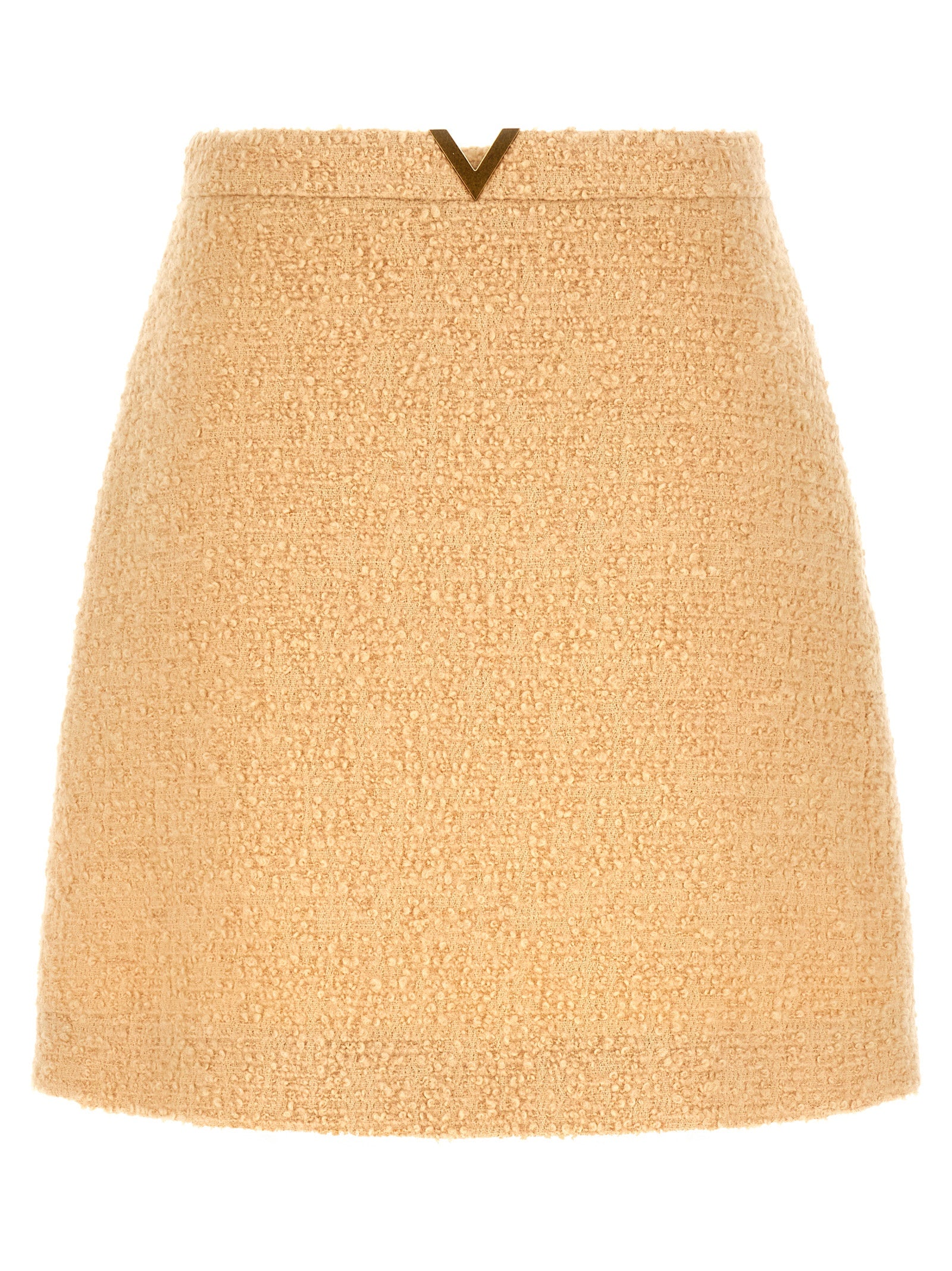 Beige Virgin Wool Long Skirt
