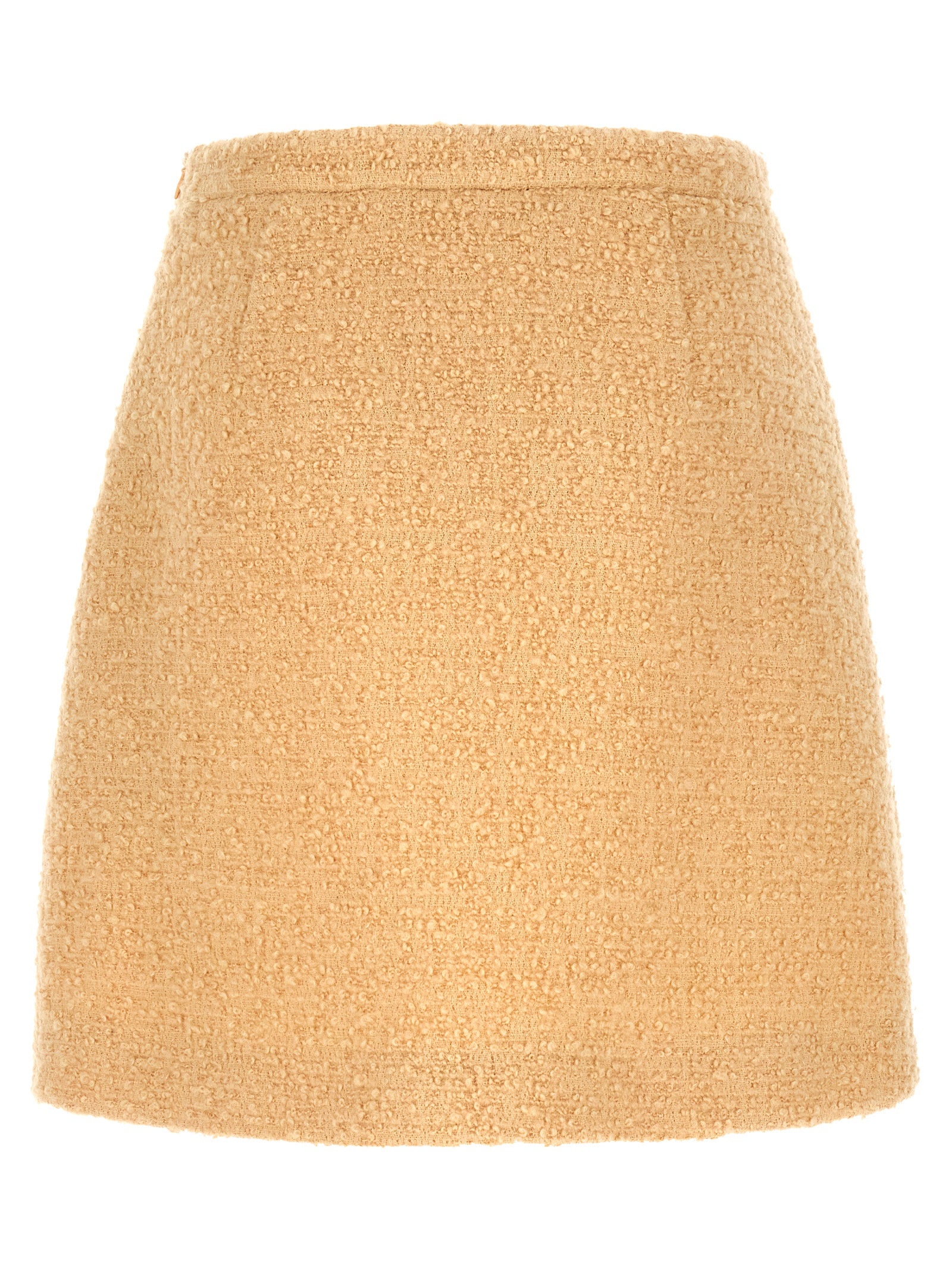 Beige Virgin Wool Long Skirt