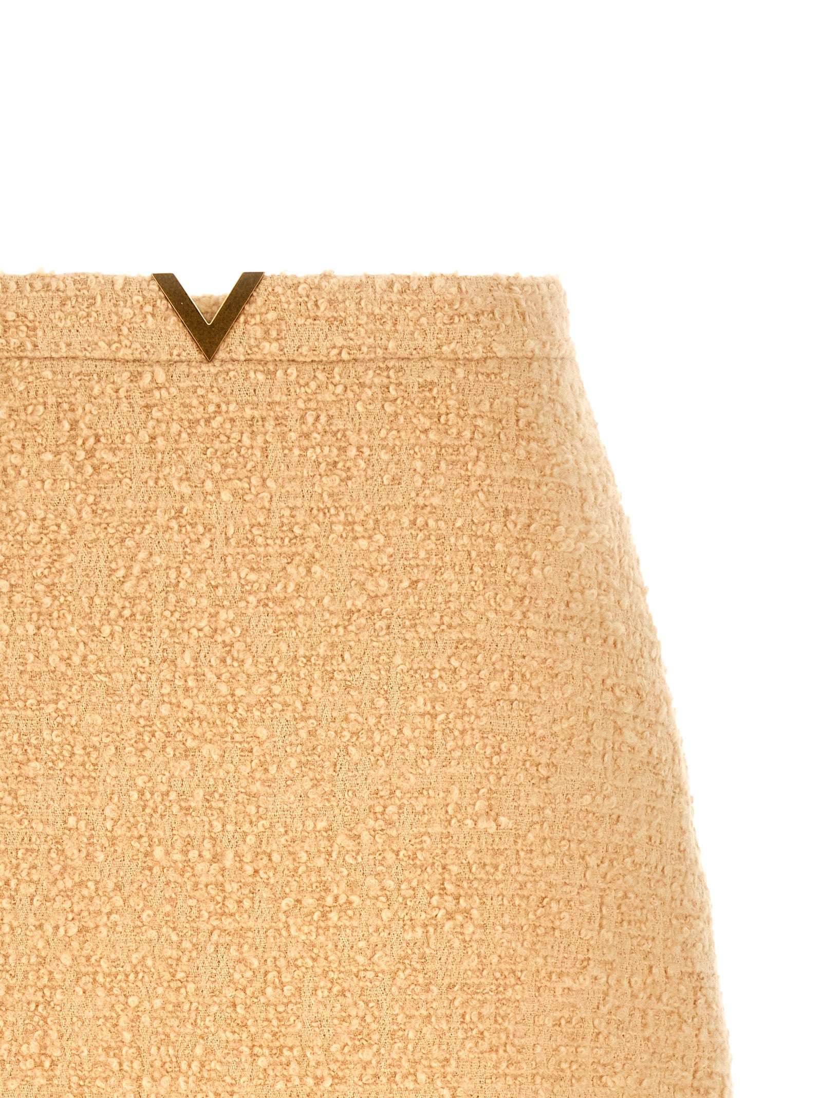 Beige Virgin Wool Long Skirt