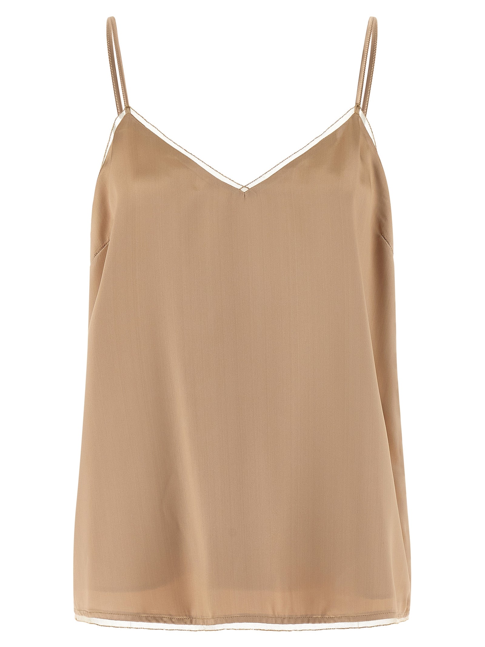 Beige Viscose Tank Tops