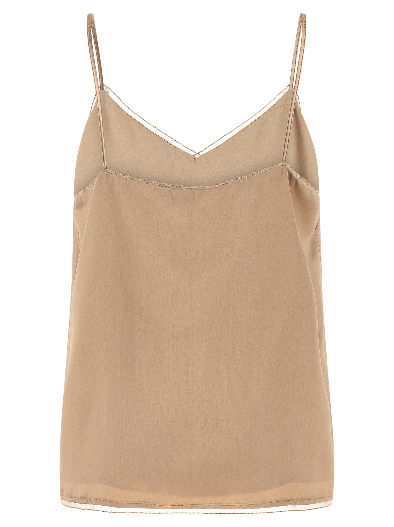 Beige Viscose Tank Tops