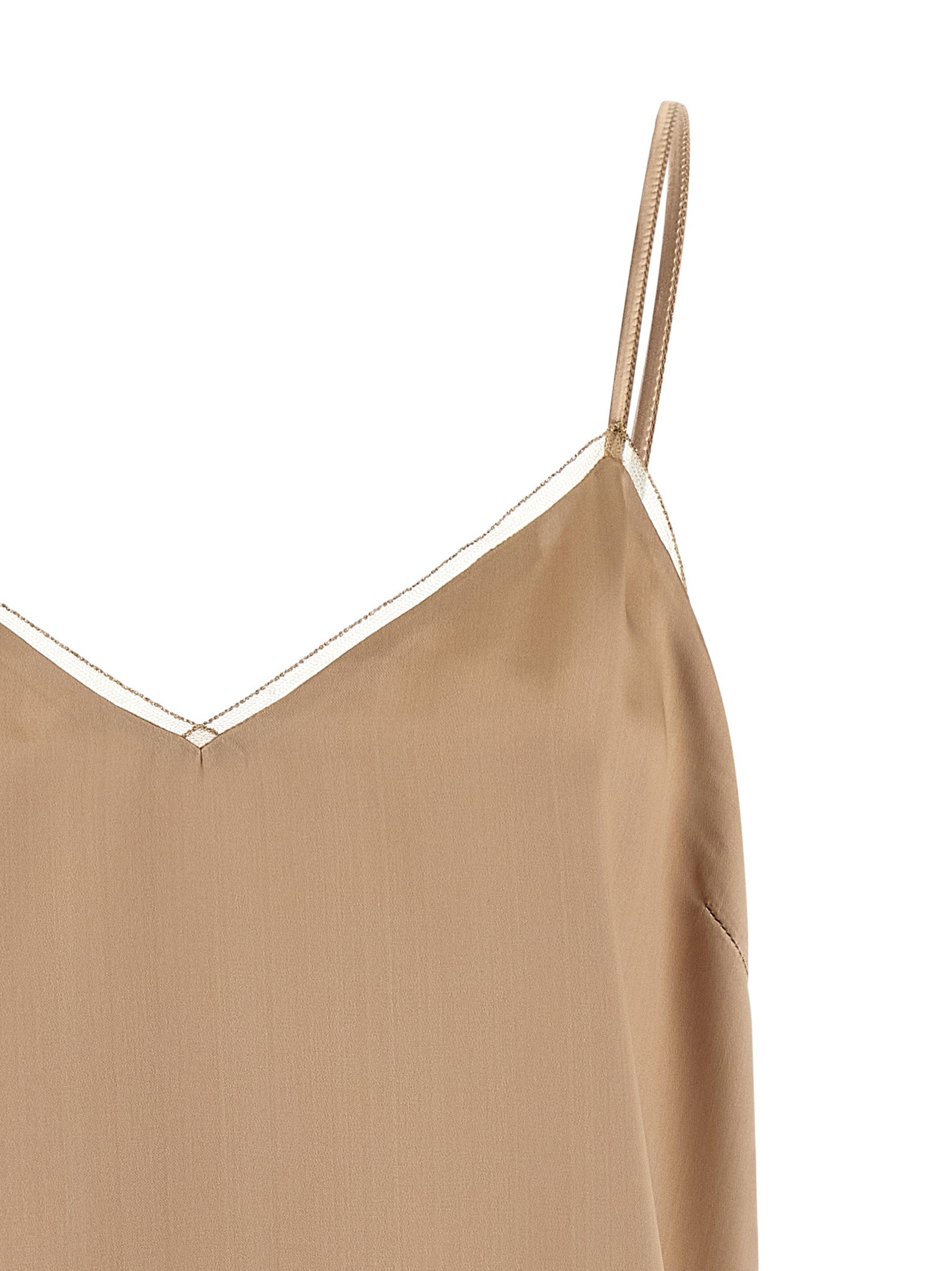 Beige Viscose Tank Tops