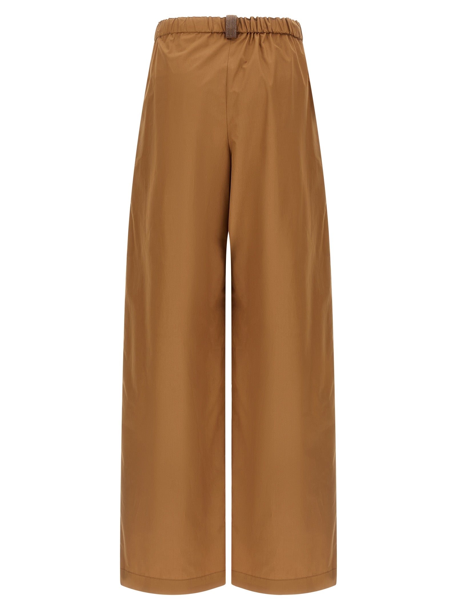Brown Cotton Casual Pants