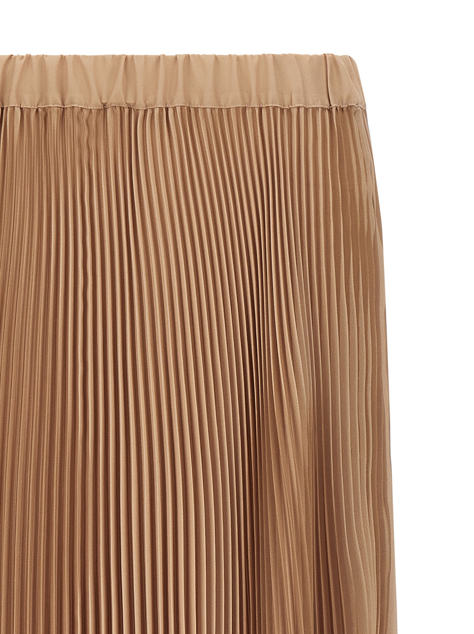 Beige Polyester Midi Skirt