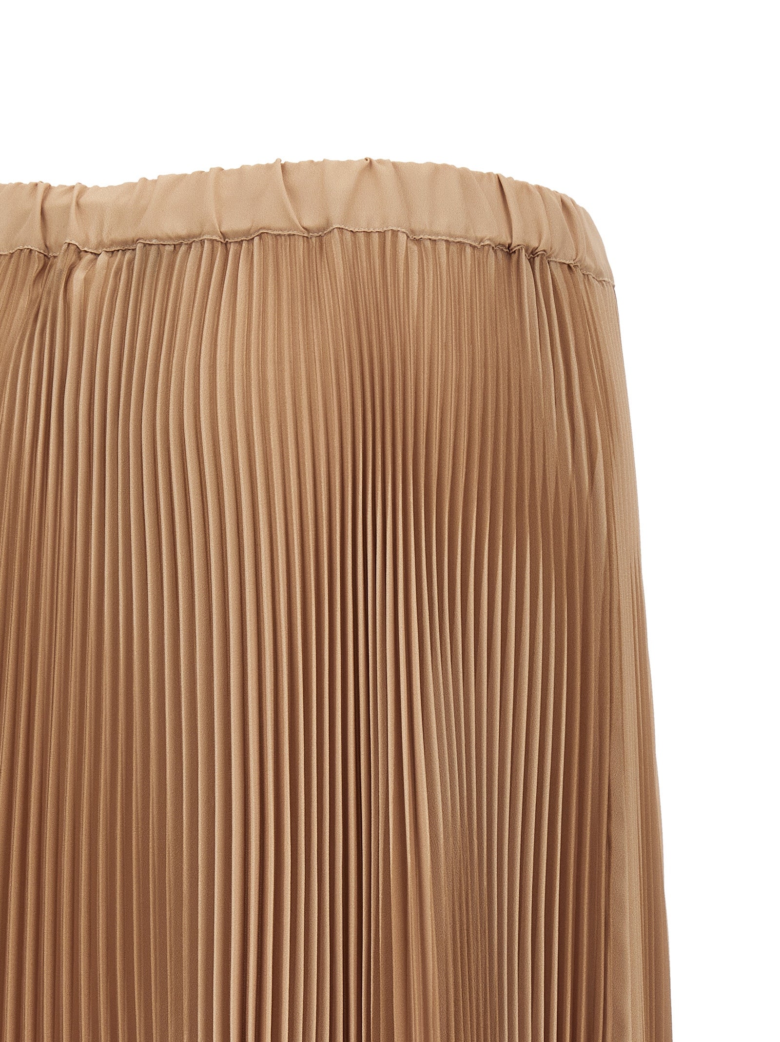 Beige Polyester Midi Skirt