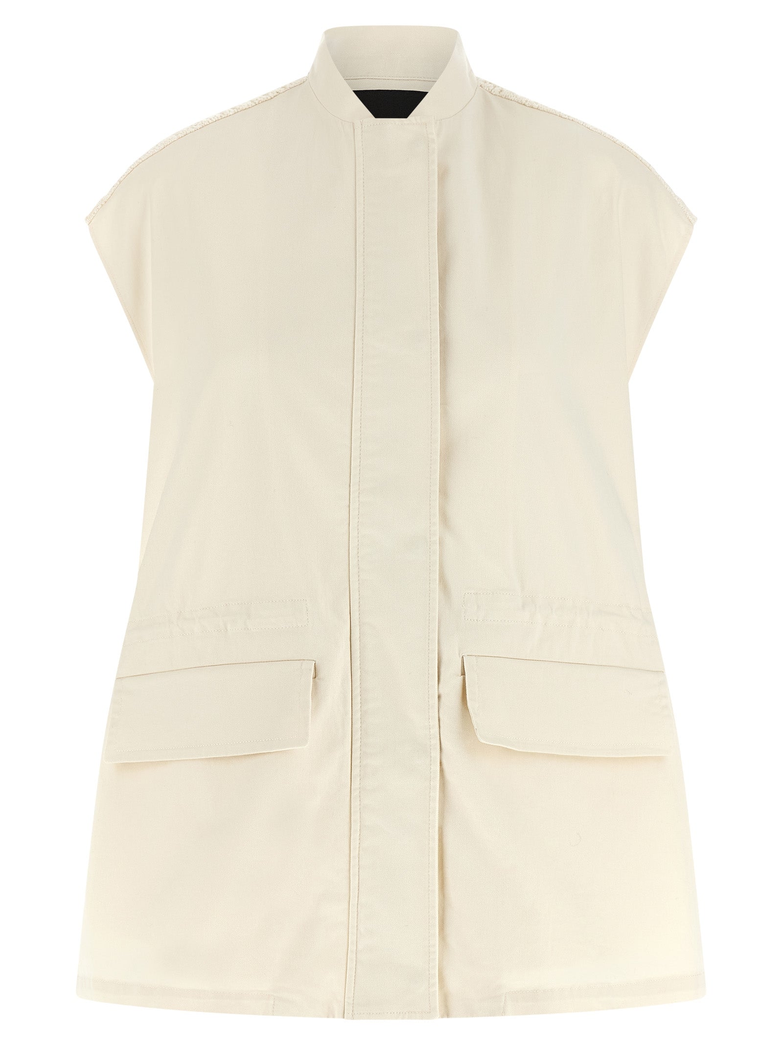 Beige Cotton Sleeveless Jacket