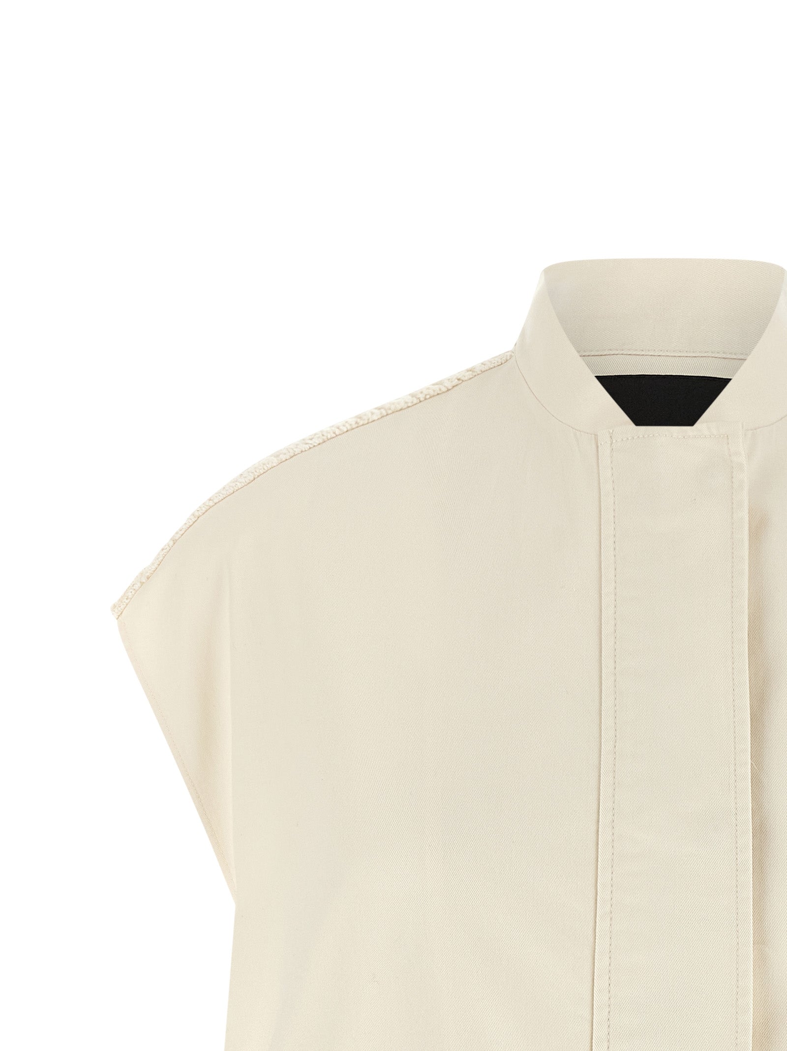 Beige Cotton Sleeveless Jacket