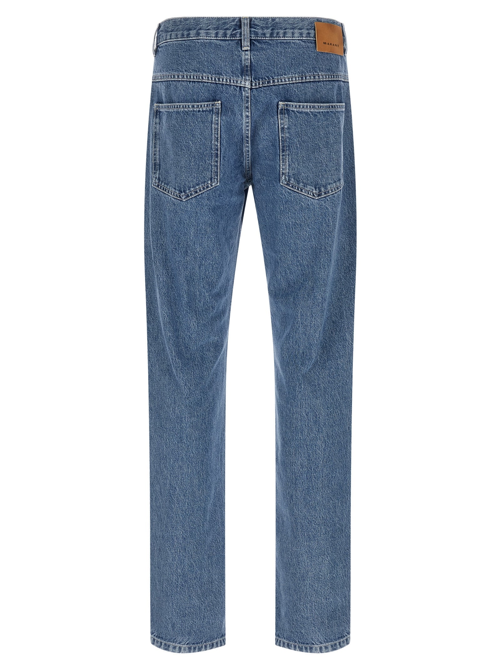 Blue Cotton Straight-Leg Jeans