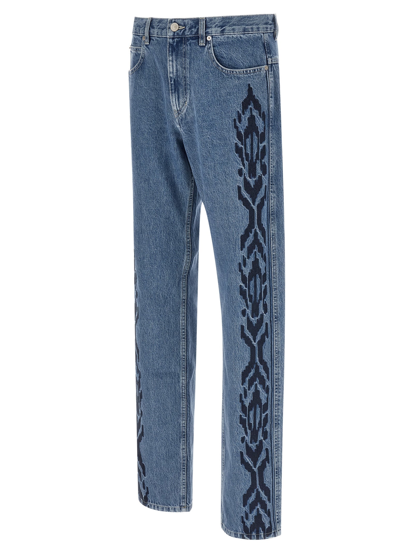 Blue Cotton Straight-Leg Jeans
