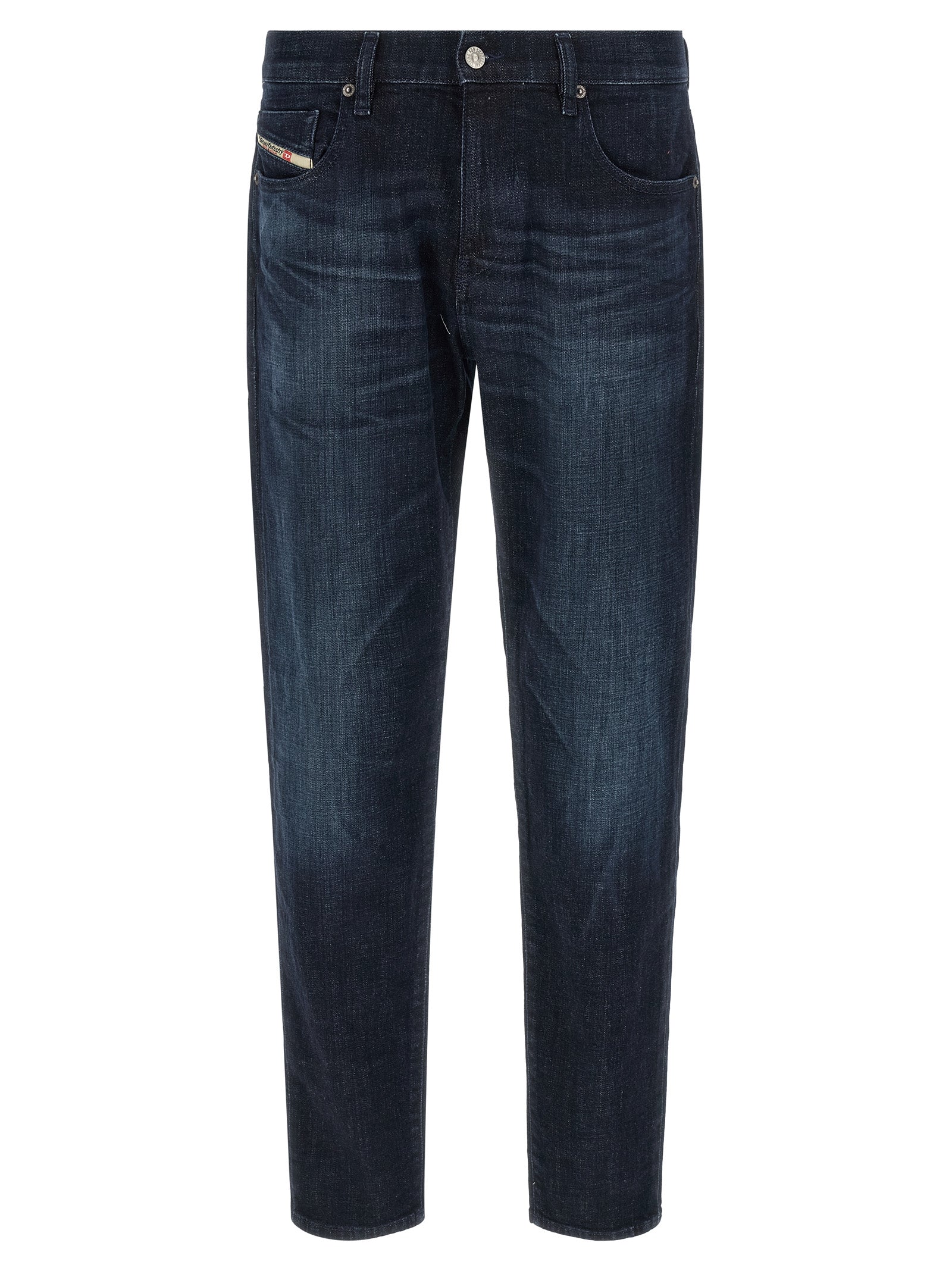 Blue Cotton Straight-Leg Jeans
