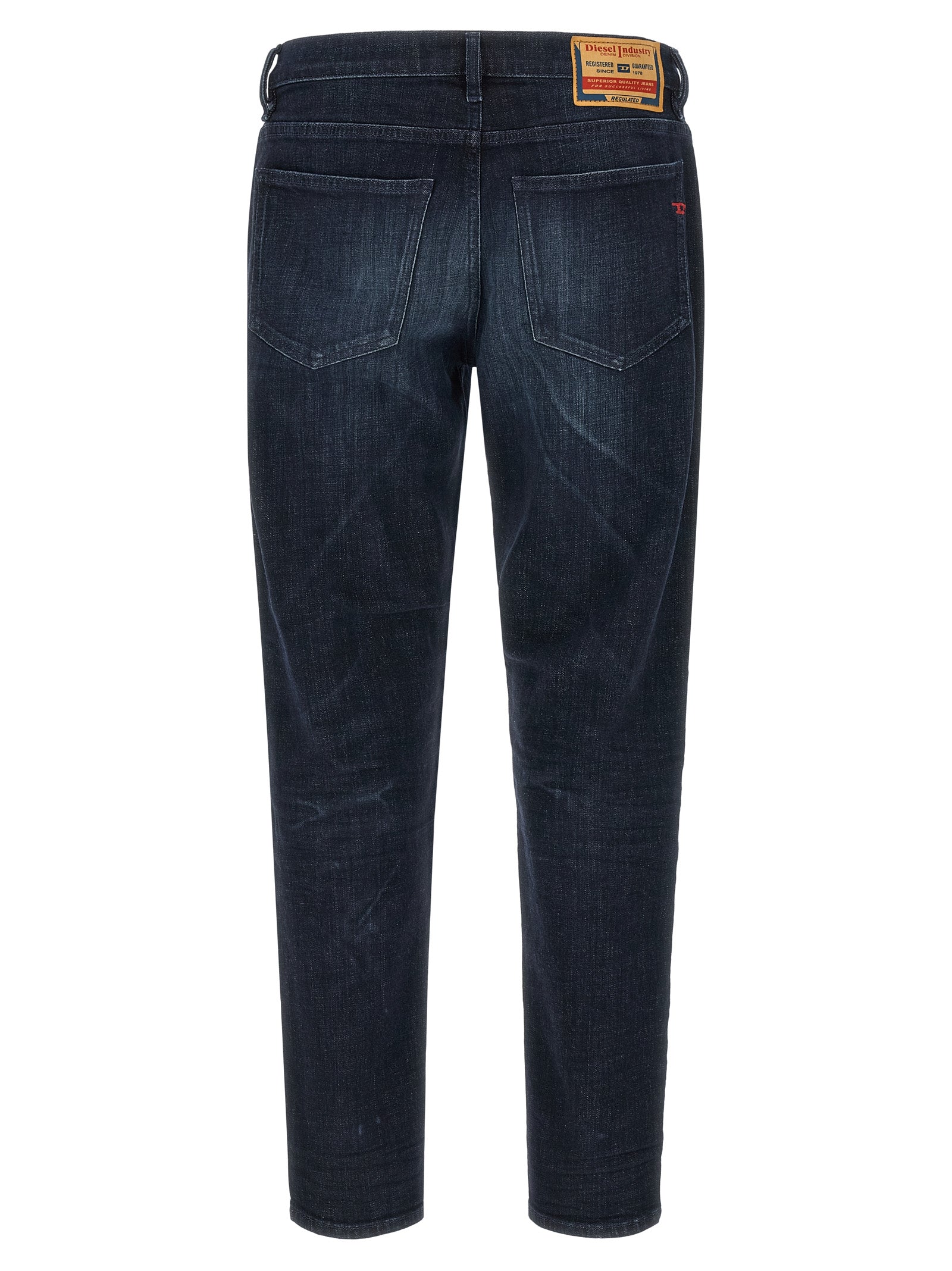 Blue Cotton Straight-Leg Jeans