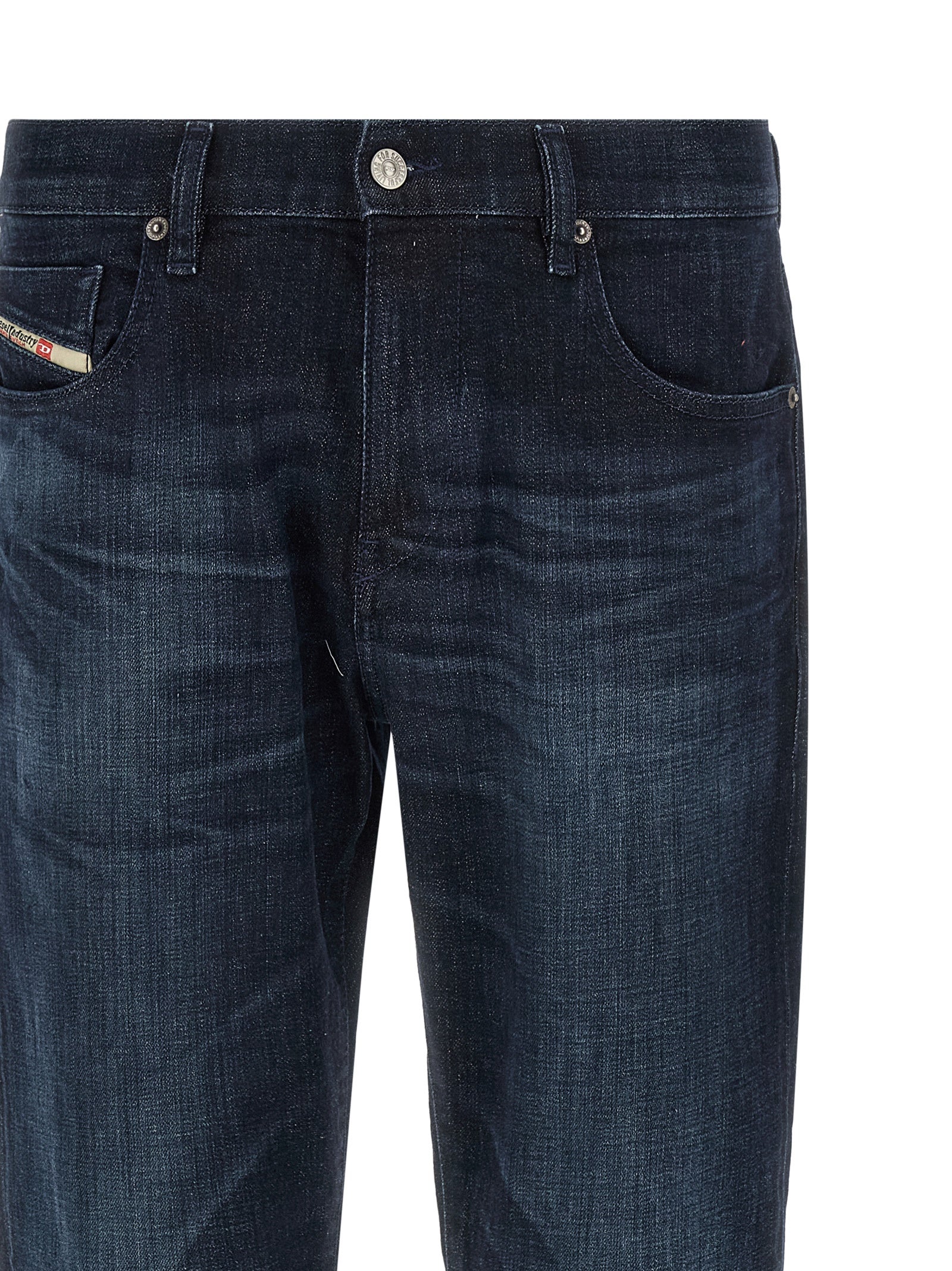 Blue Cotton Straight-Leg Jeans