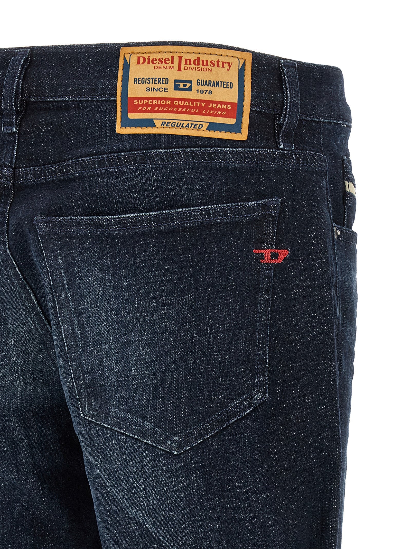 Blue Cotton Straight-Leg Jeans