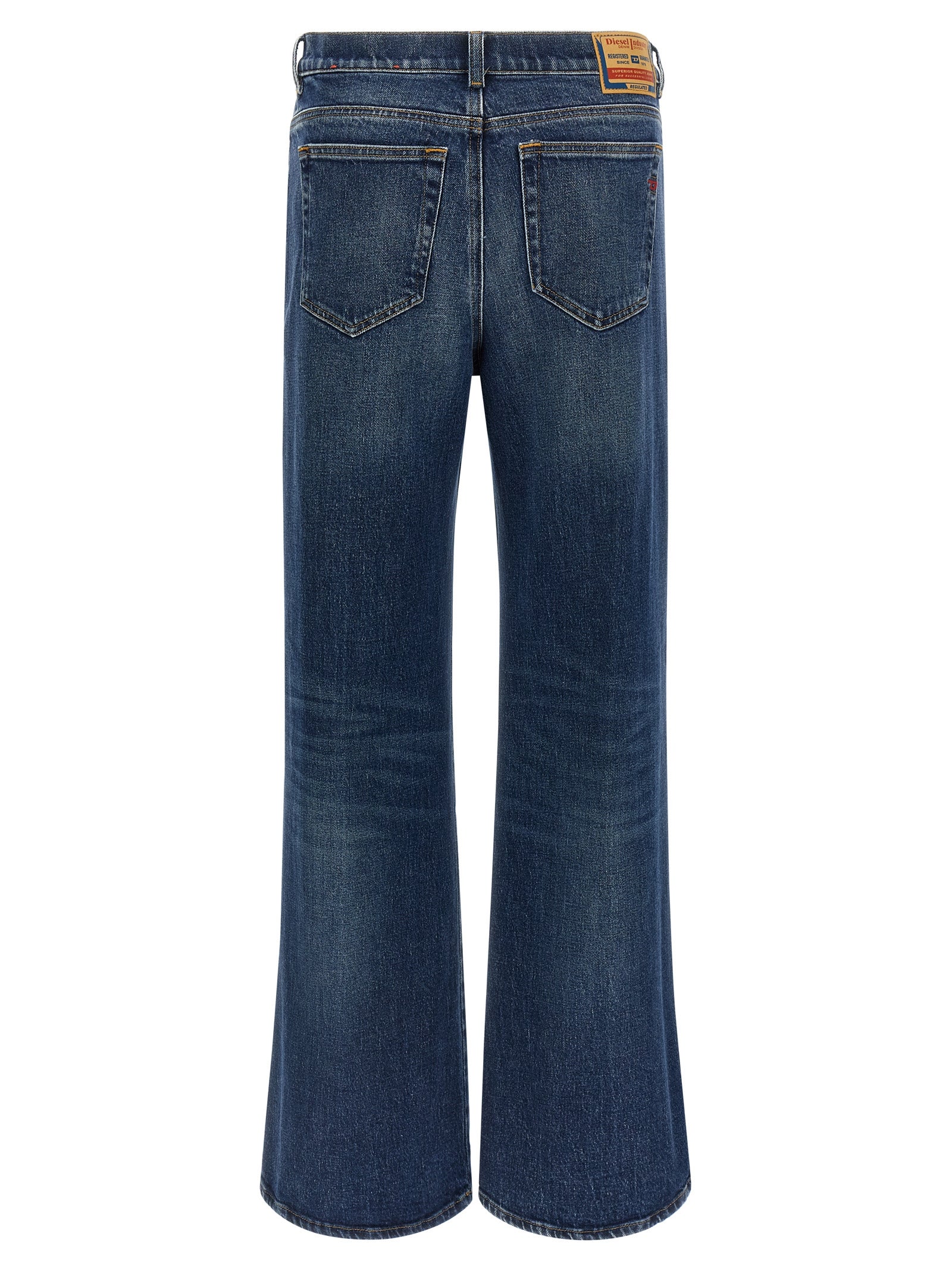 Blue Cotton Flared Jeans