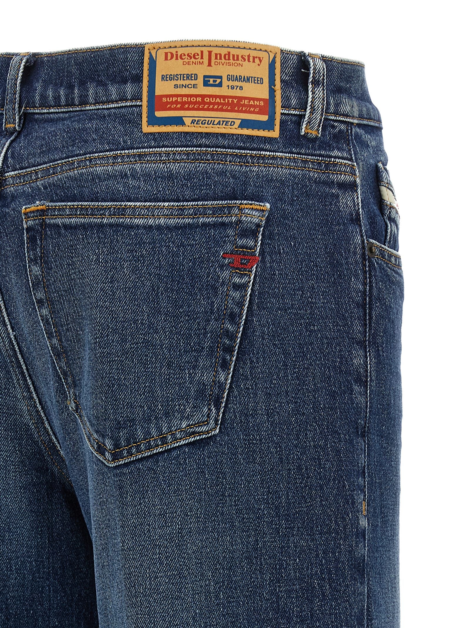 Blue Cotton Flared Jeans