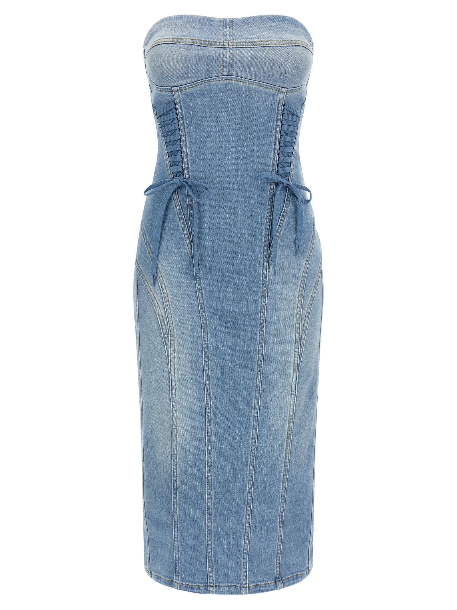 Blue Cotton Midi Dress