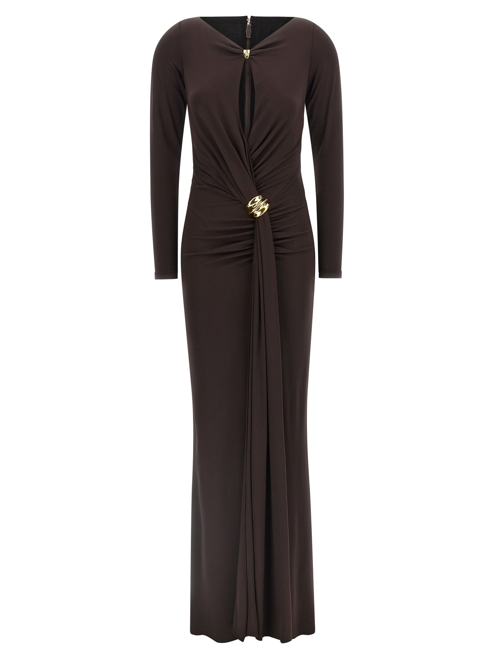 Brown Viscose Long Dress