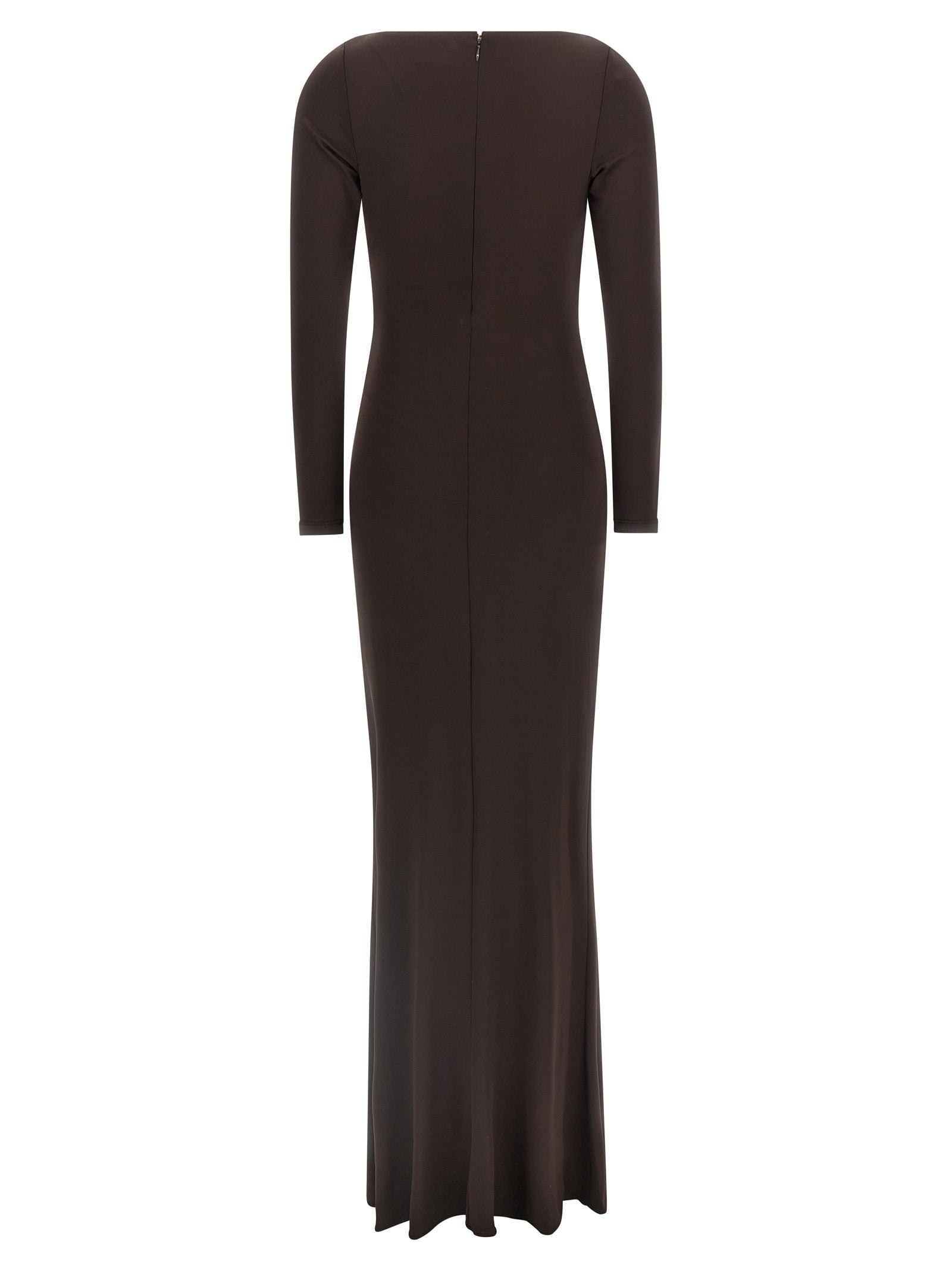 Brown Viscose Long Dress