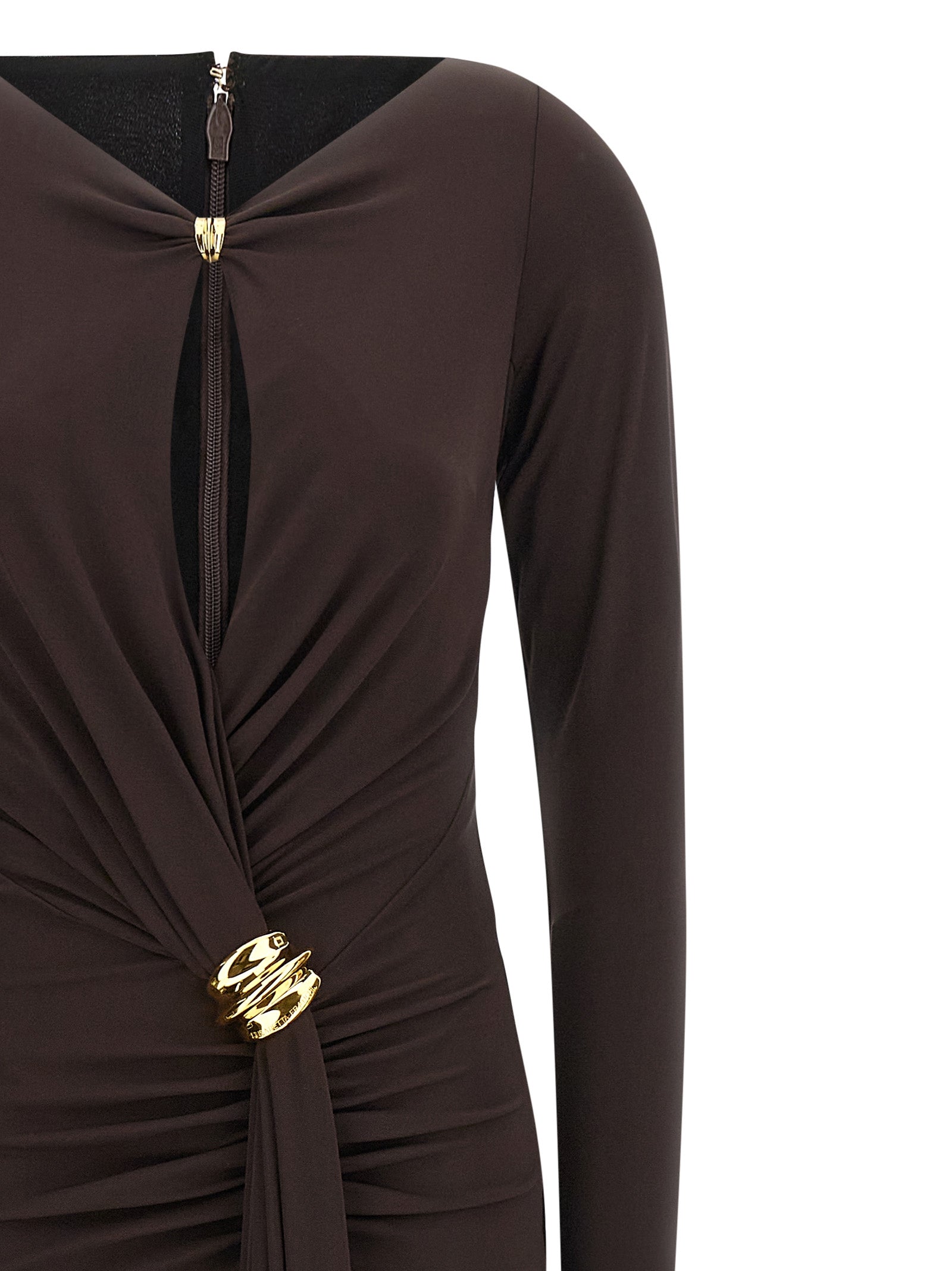 Brown Viscose Long Dress