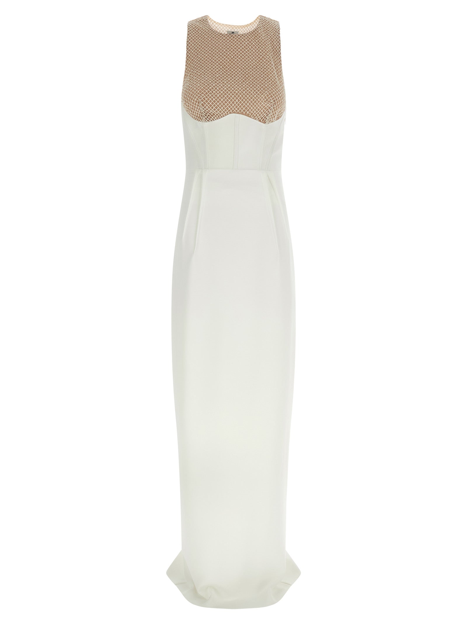 White Polyester Long Dress