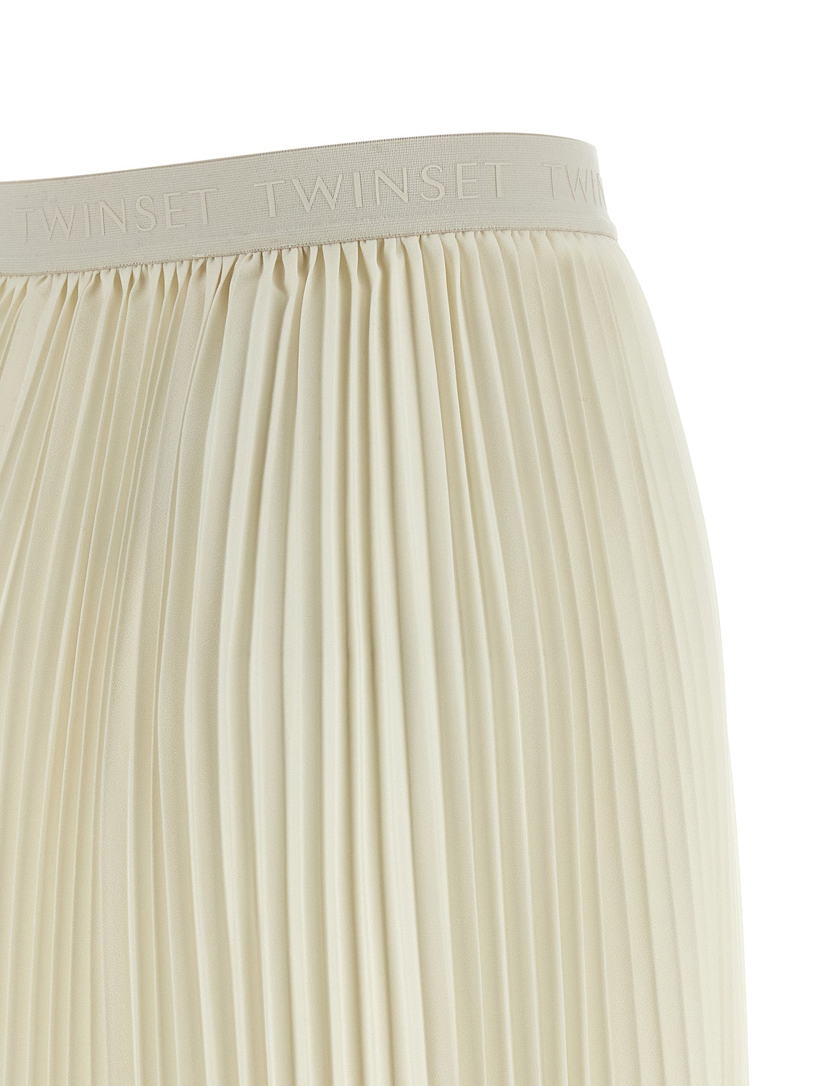 White Polyester Mini Skirt