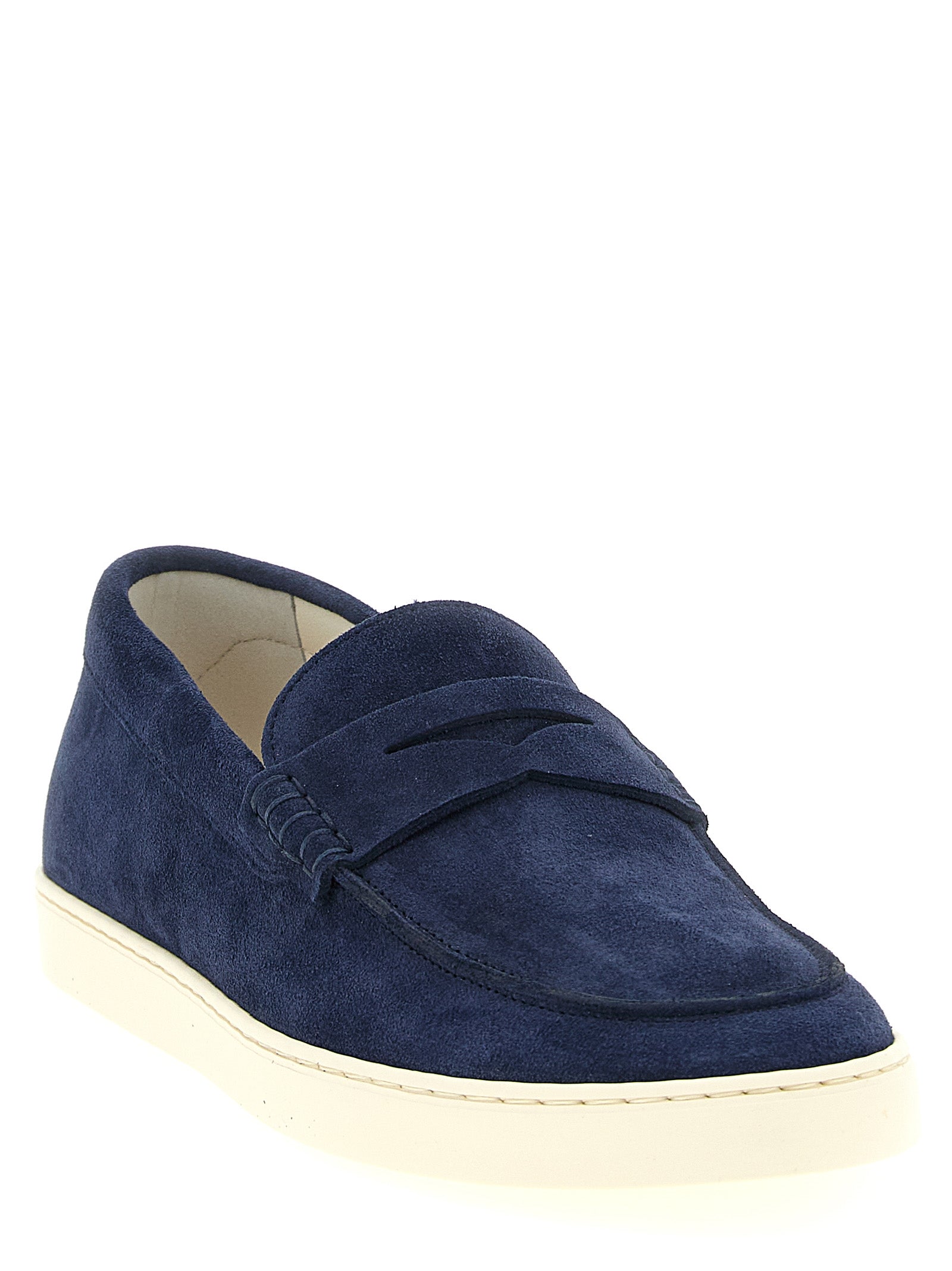 Blue Calfskin Slip-On Loafers