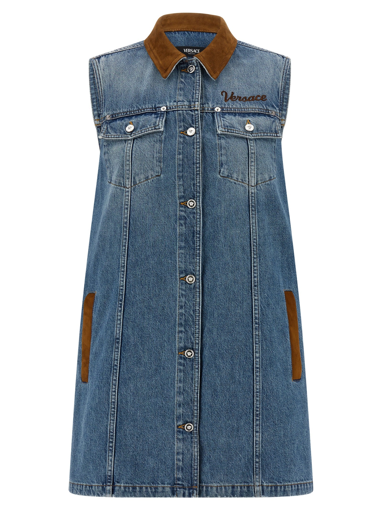 Blue Cotton Short Dress