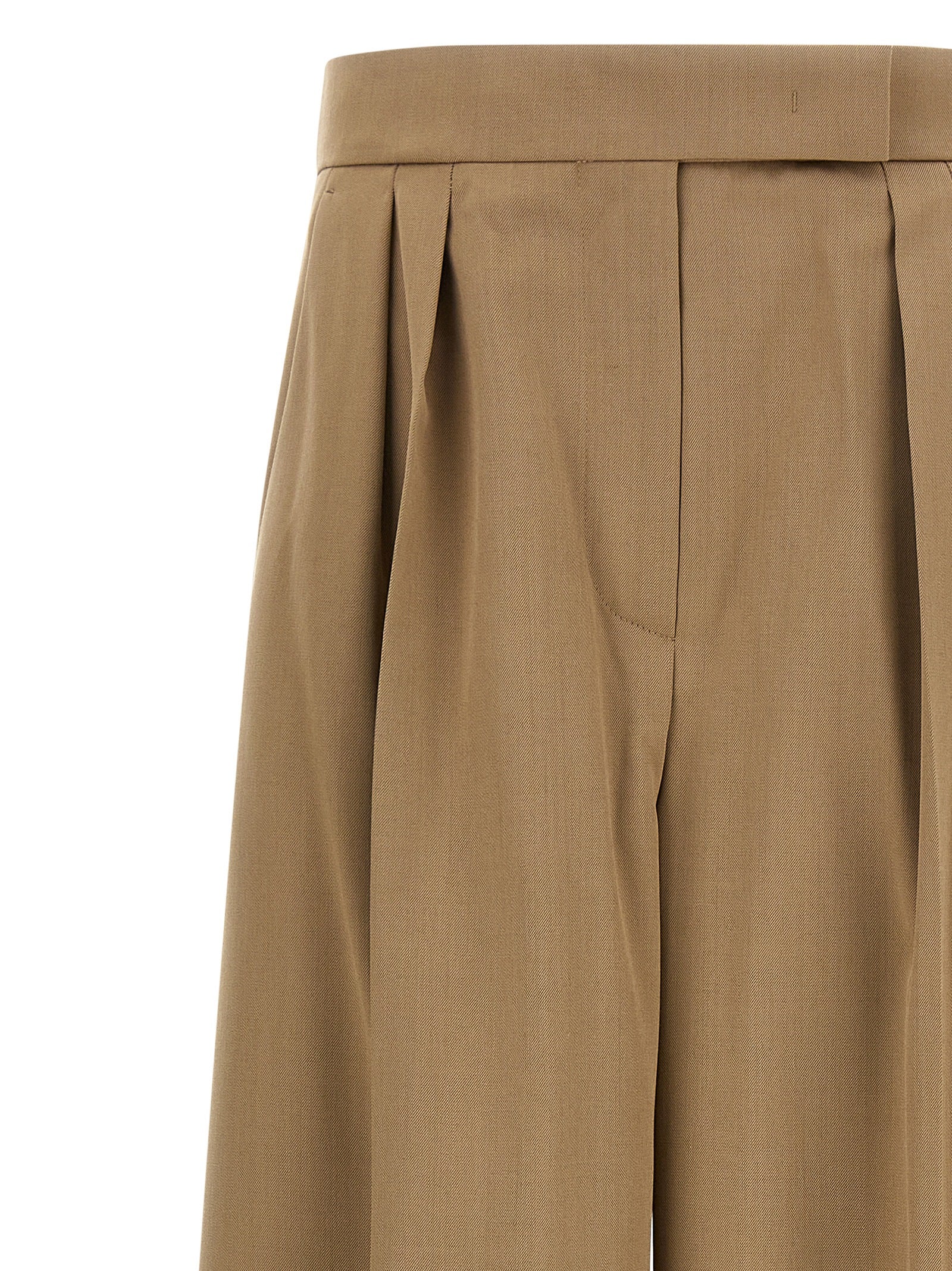 Brown Virgin Wool Casual Pants
