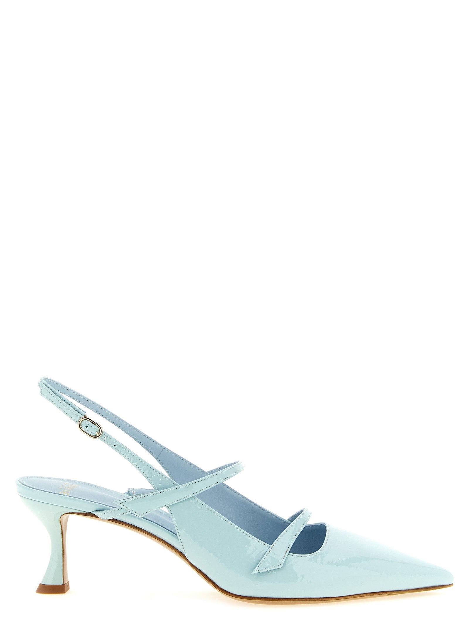 Blue Cowhide Mid Heel Pumps