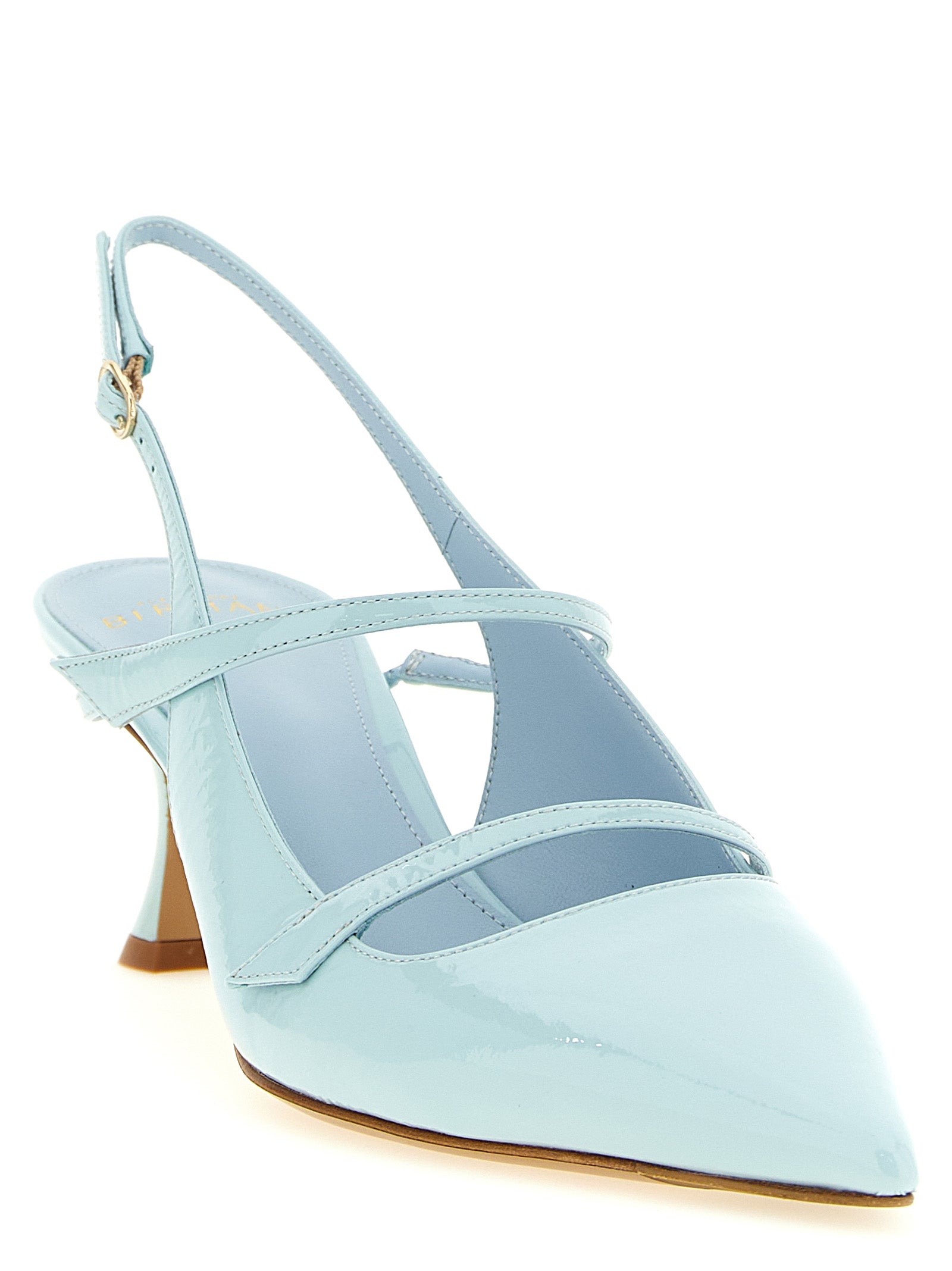 Blue Cowhide Mid Heel Pumps