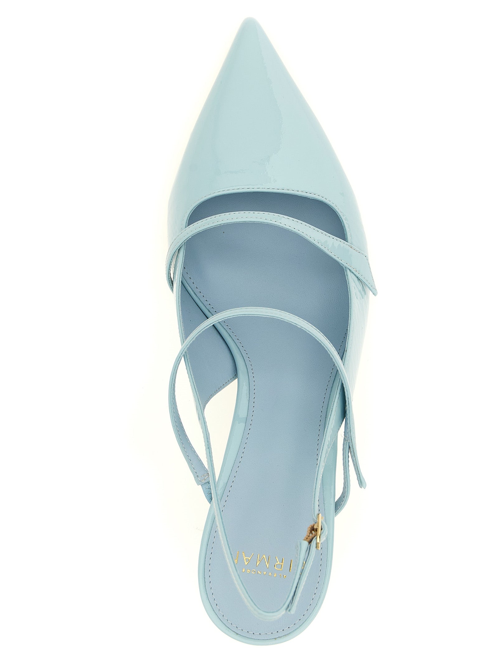 Blue Cowhide Mid Heel Pumps
