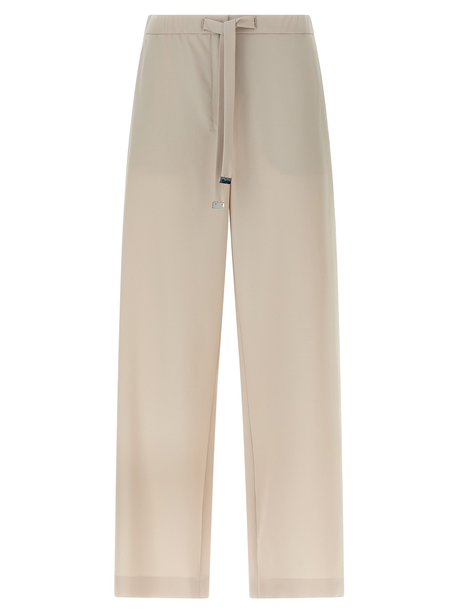 Beige Virgin Wool Athletic Pants