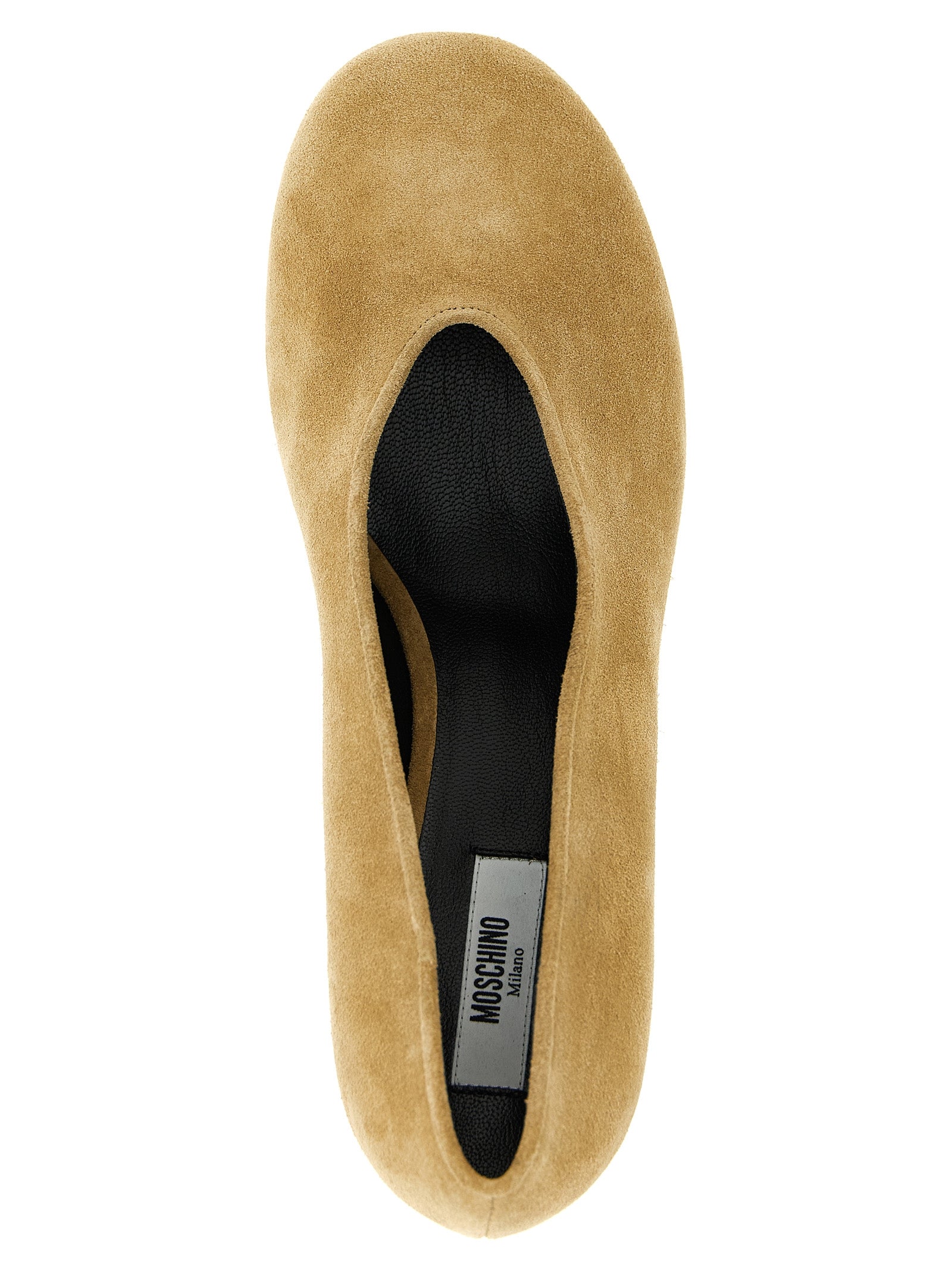 Beige Calfskin Mid Heel Pumps