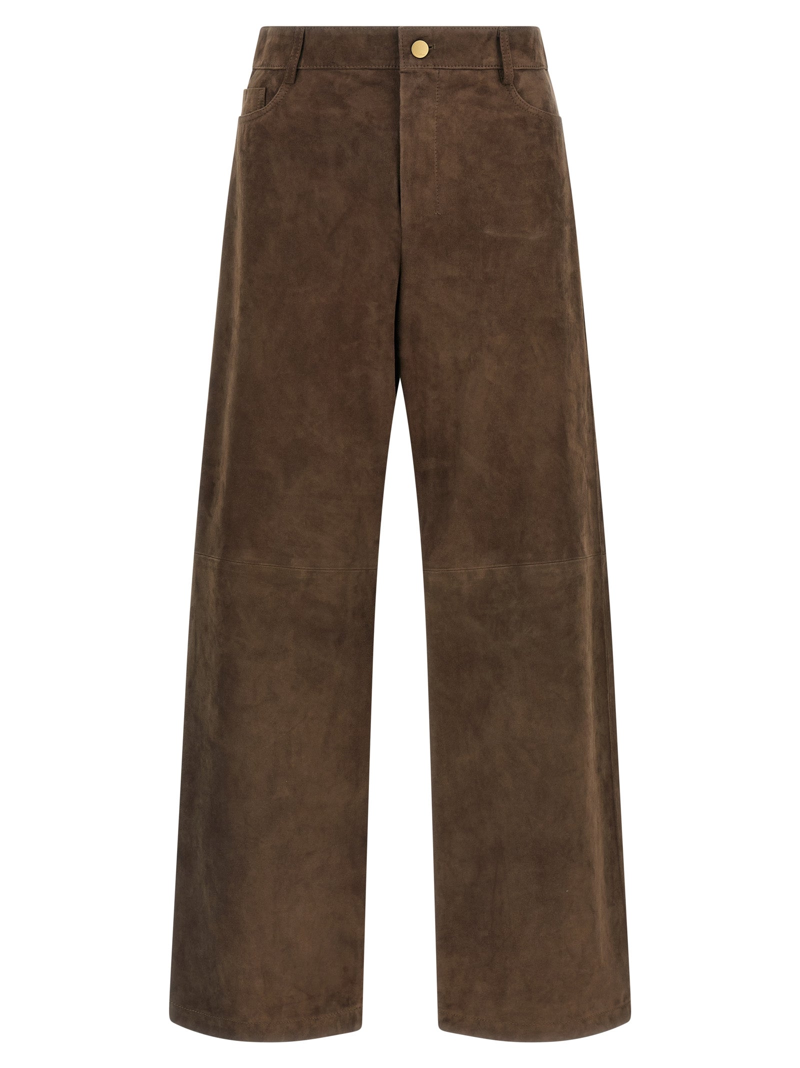 Brown Lamb Leather Casual Pants