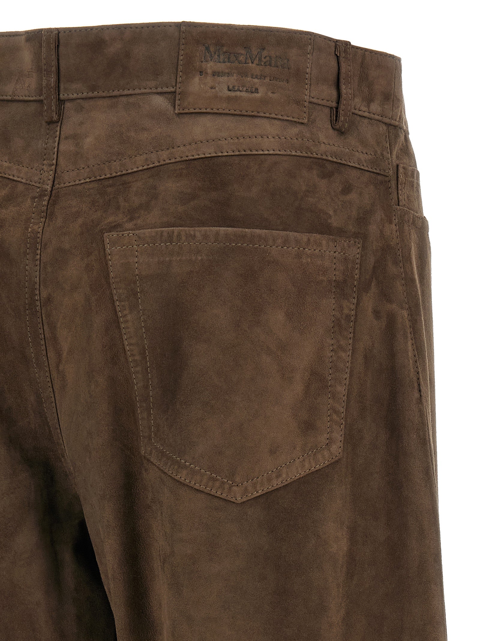 Brown Lamb Leather Casual Pants