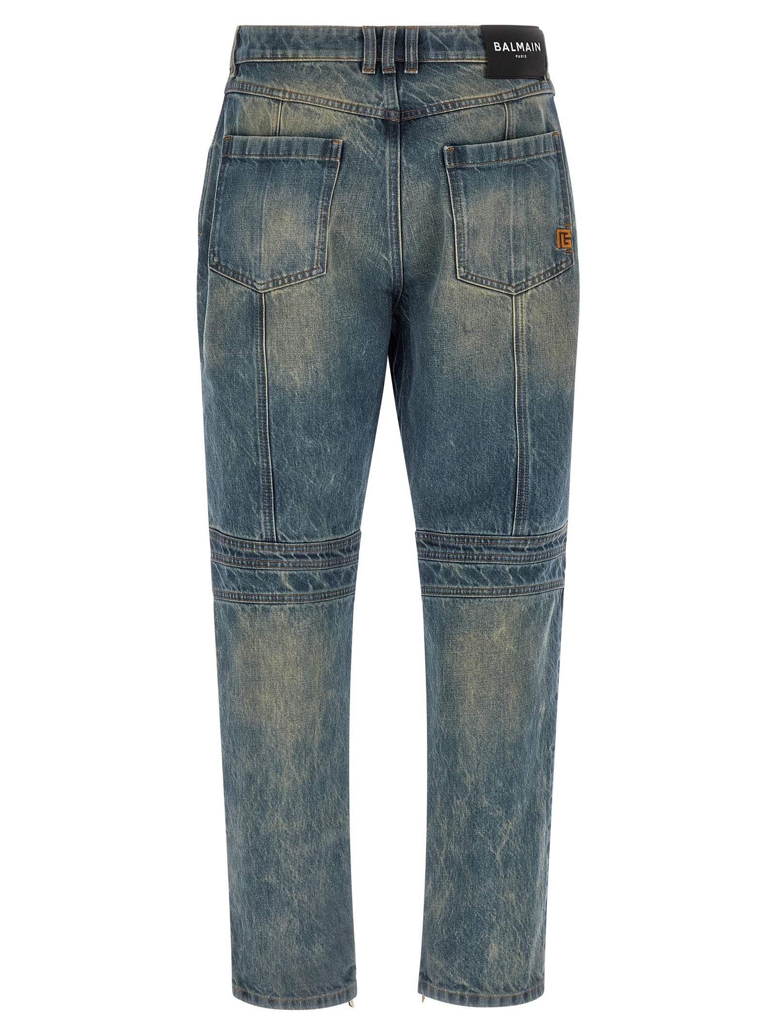 Blue Cotton Straight-Leg Jeans