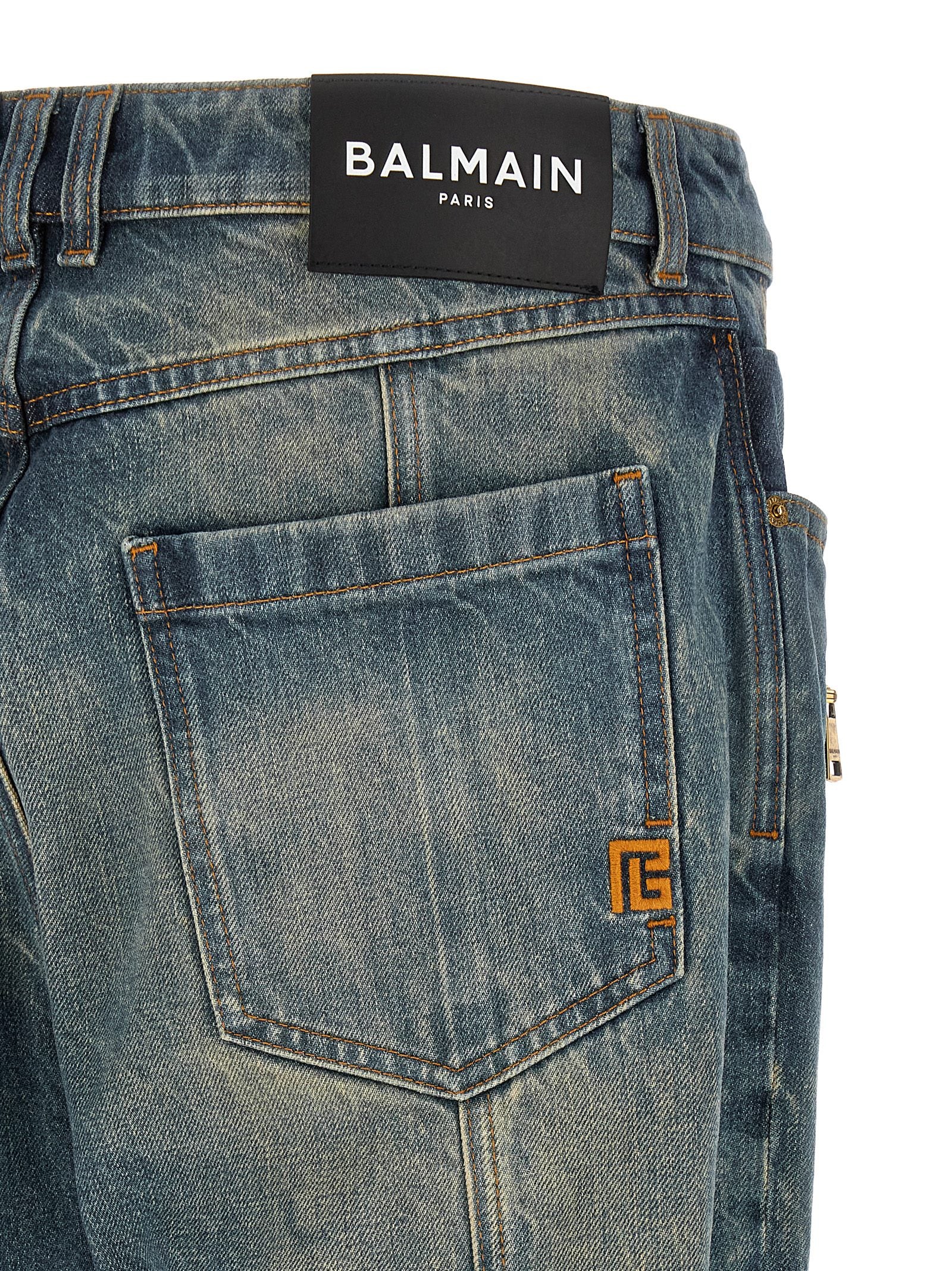 Blue Cotton Straight-Leg Jeans