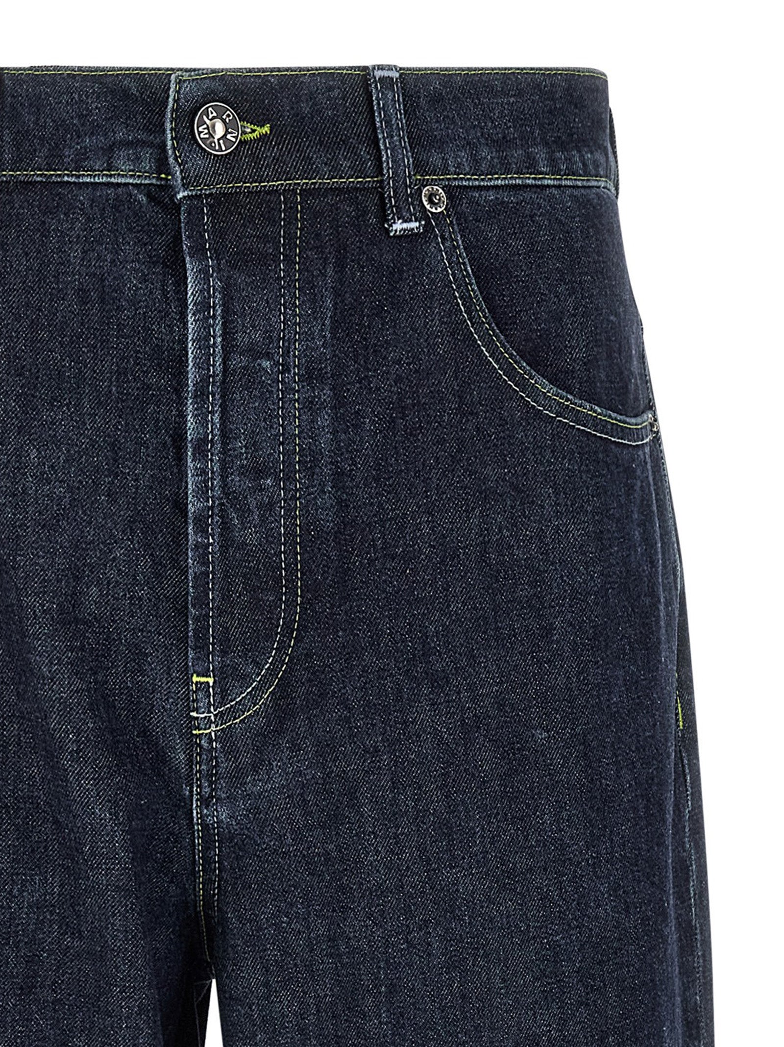 Blue Cotton Straight-Leg Jeans