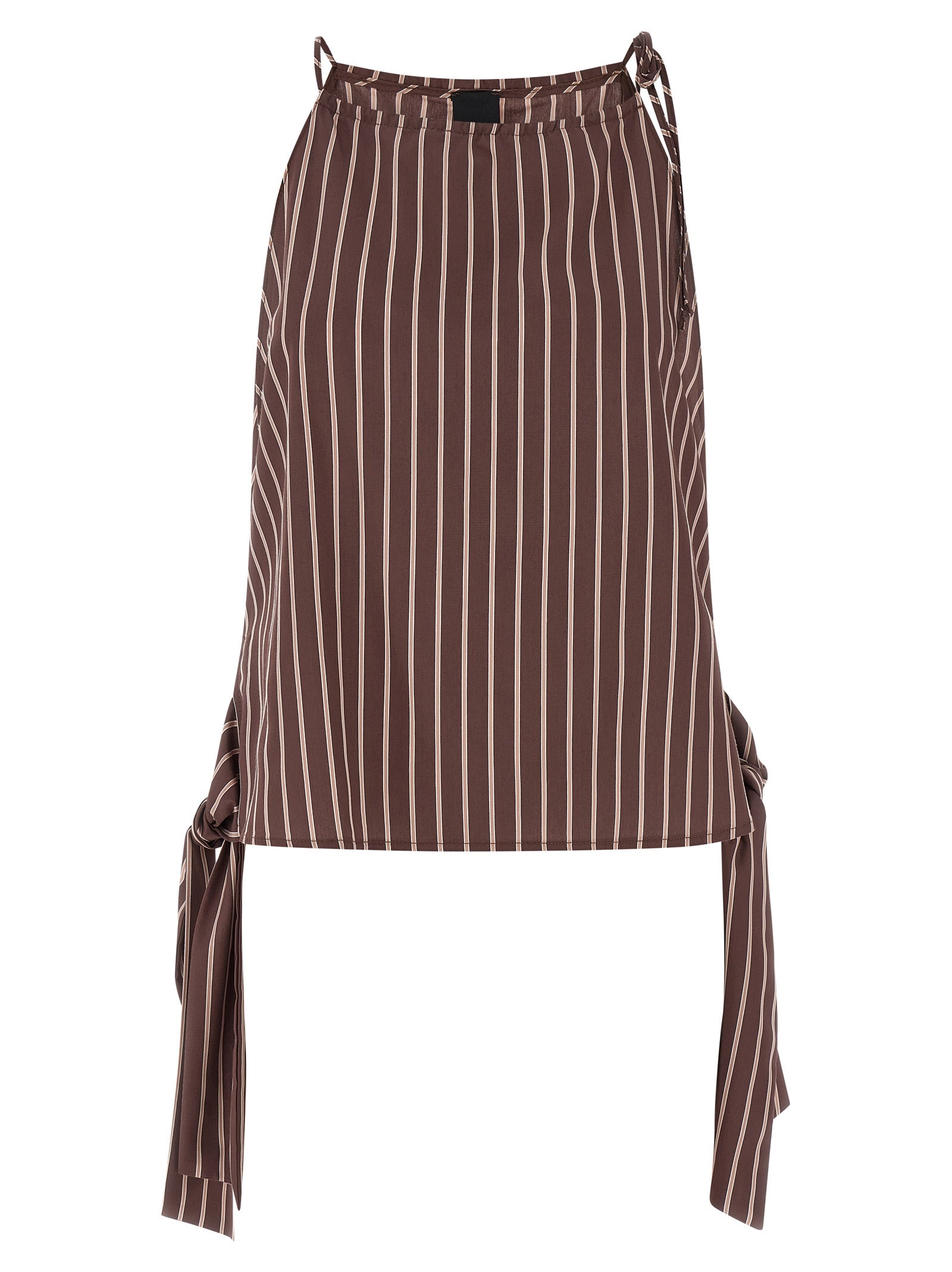 Brown Viscose Sleeveles T-Shirt