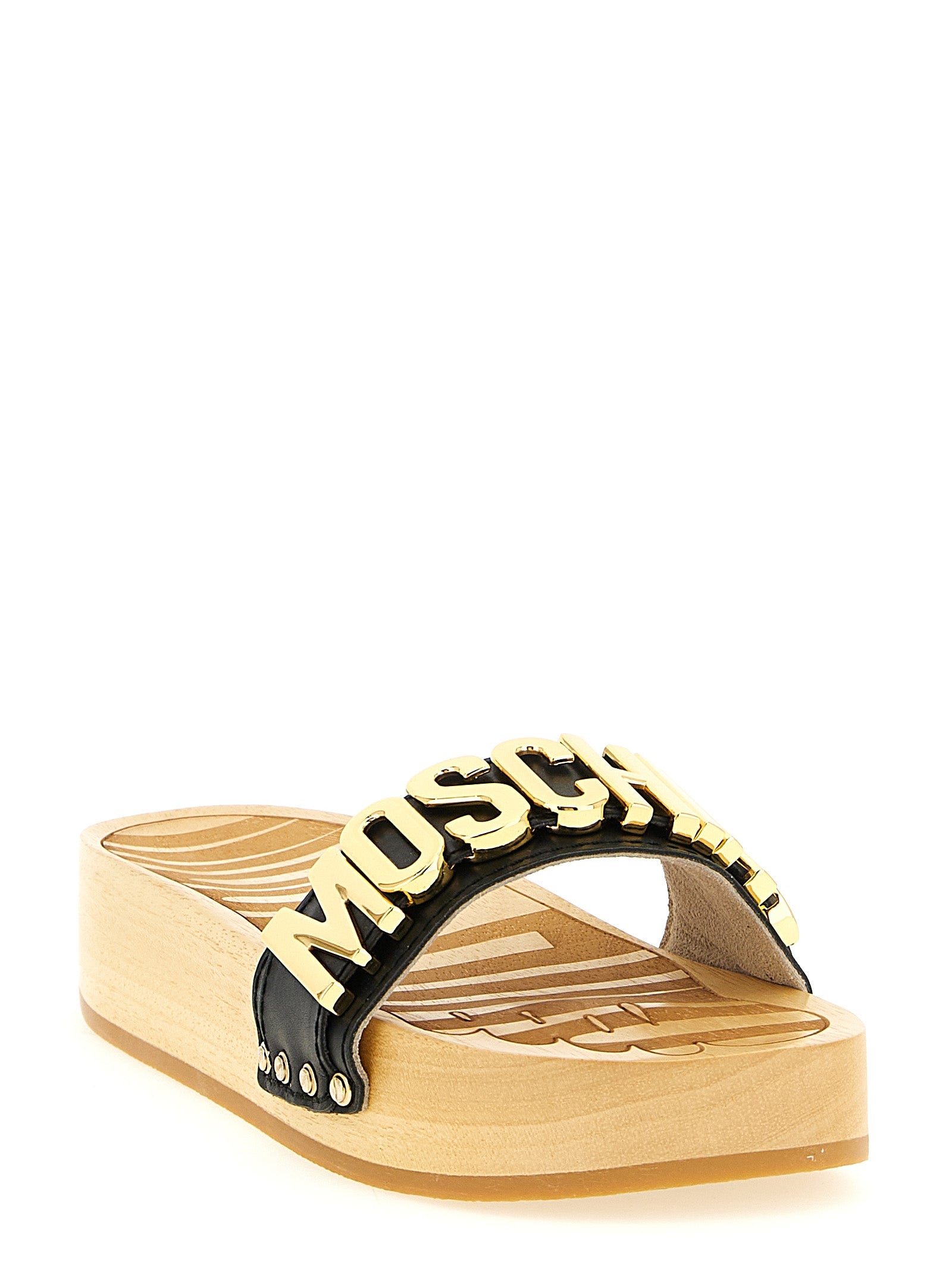 Black Calfskin Slides