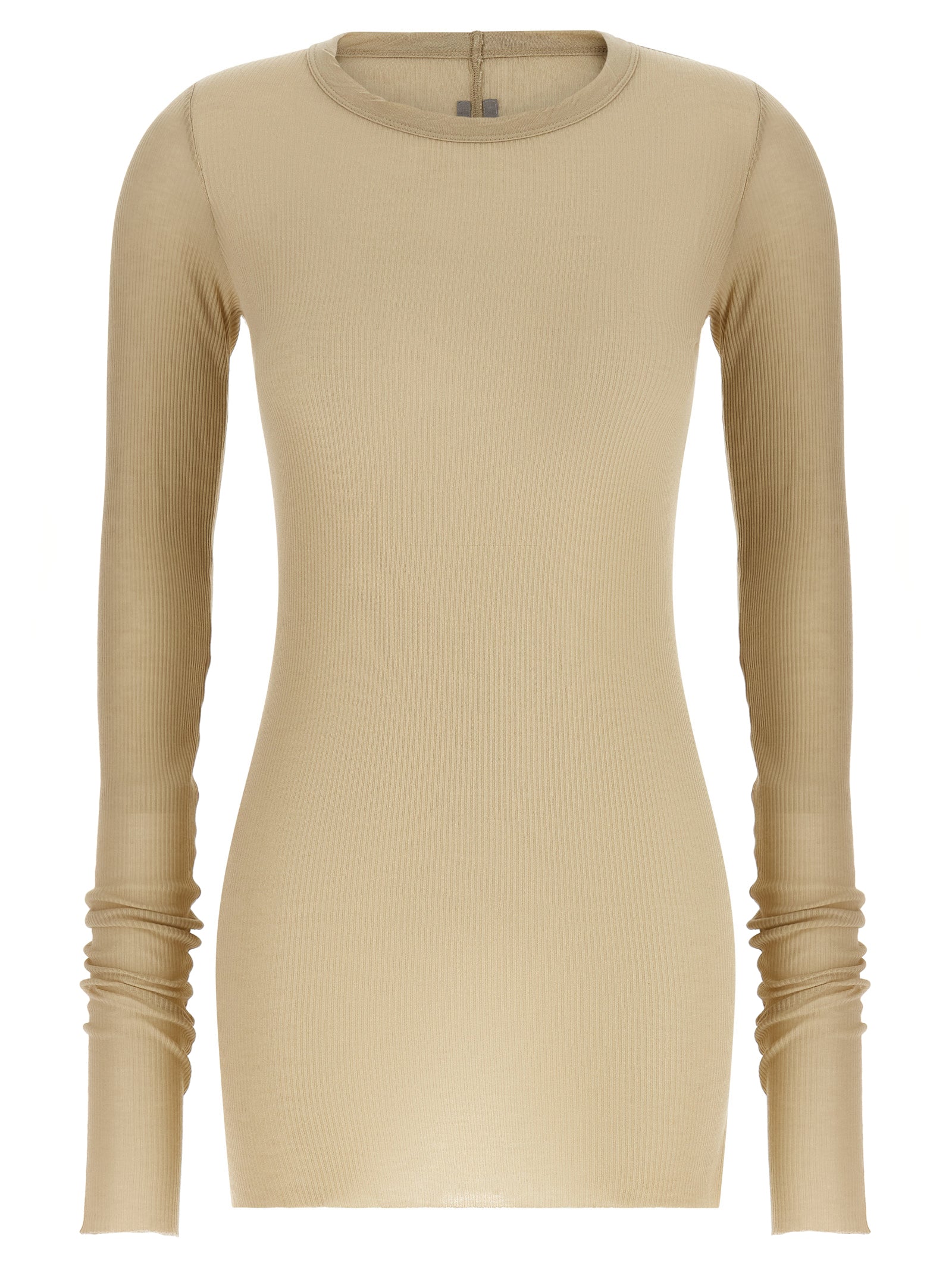 Beige Viscose Long Sleeve T-Shirt