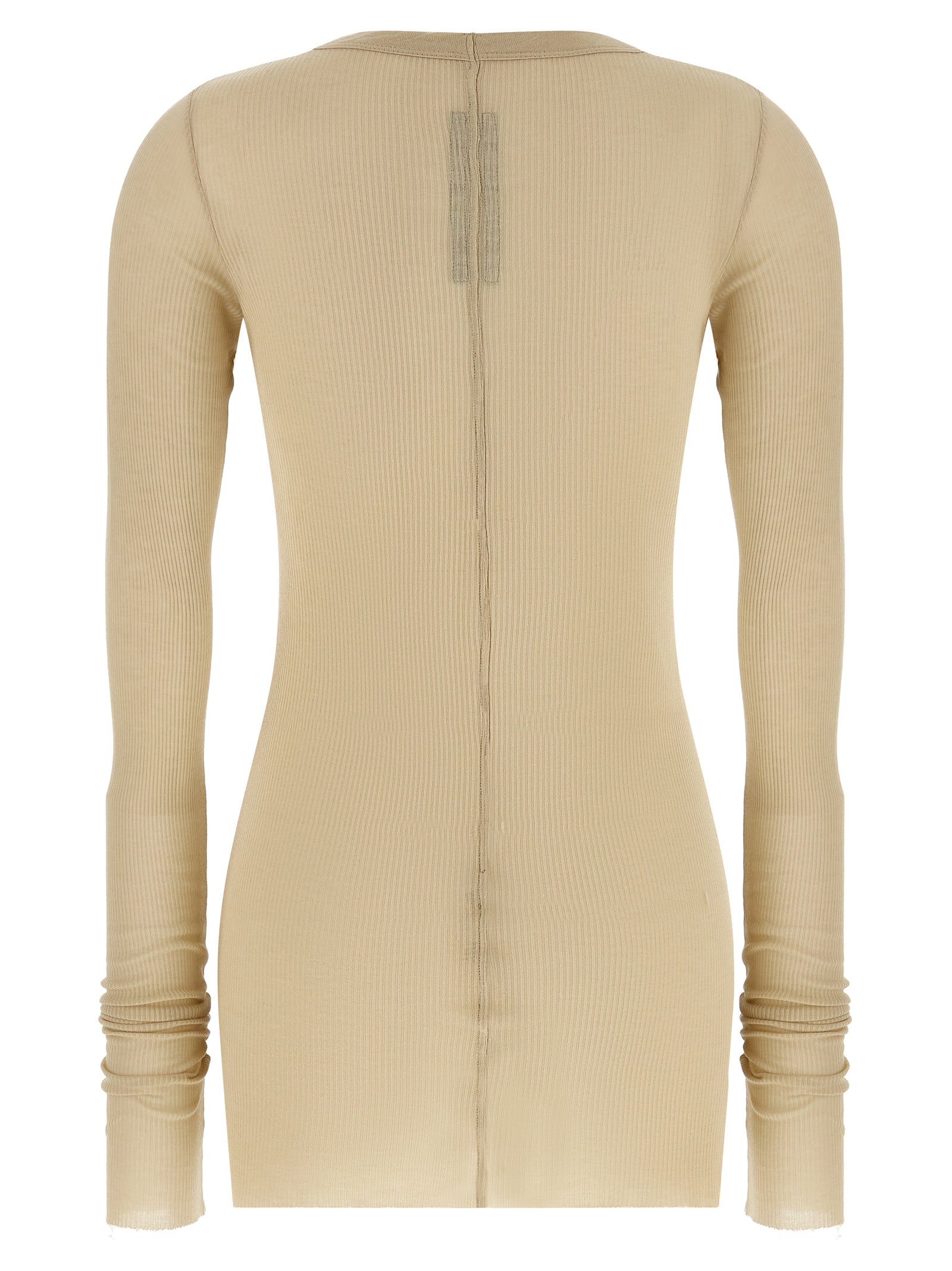 Beige Viscose Long Sleeve T-Shirt