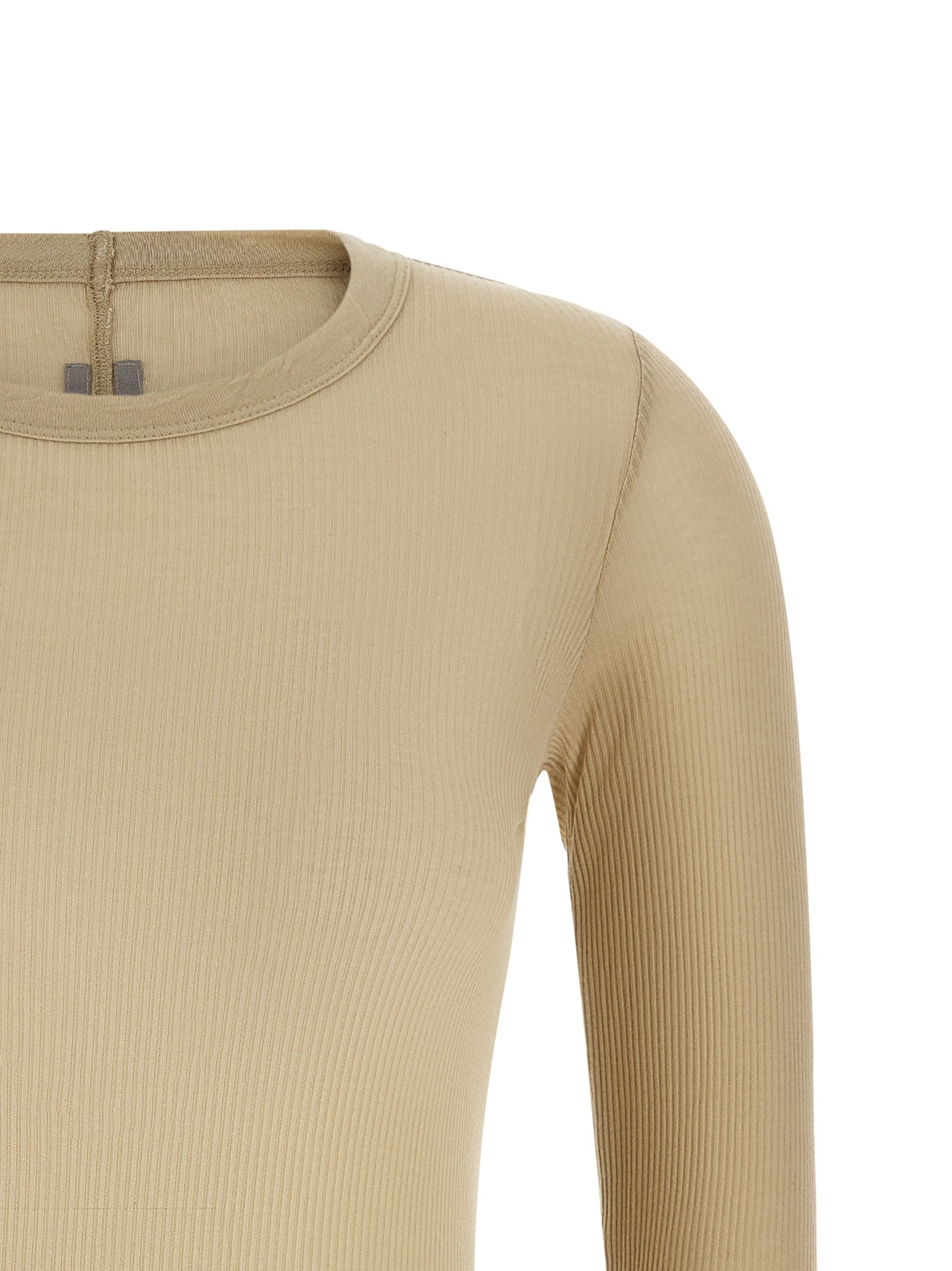 Beige Viscose Long Sleeve T-Shirt