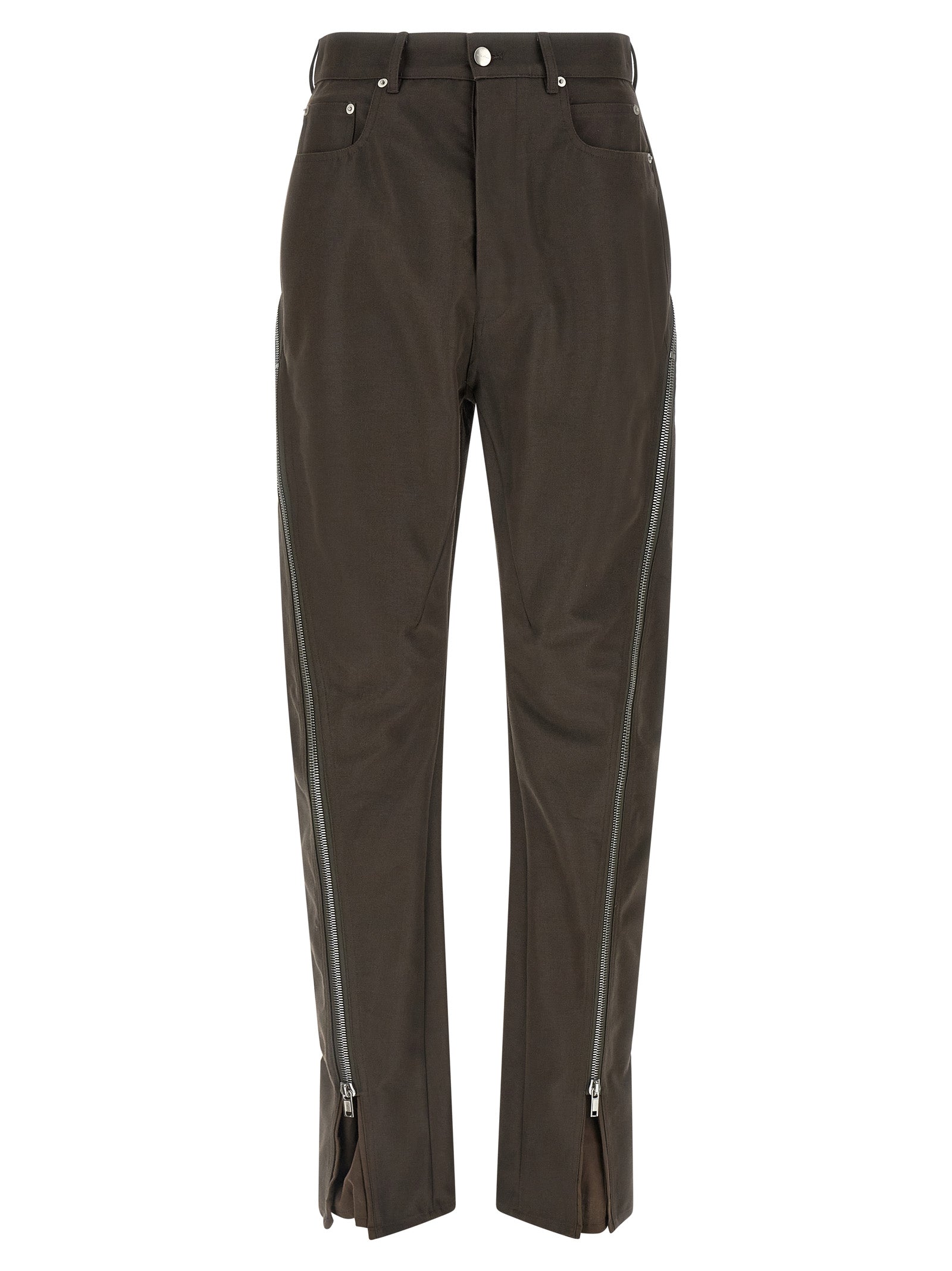Brown Cotton Casual Pants