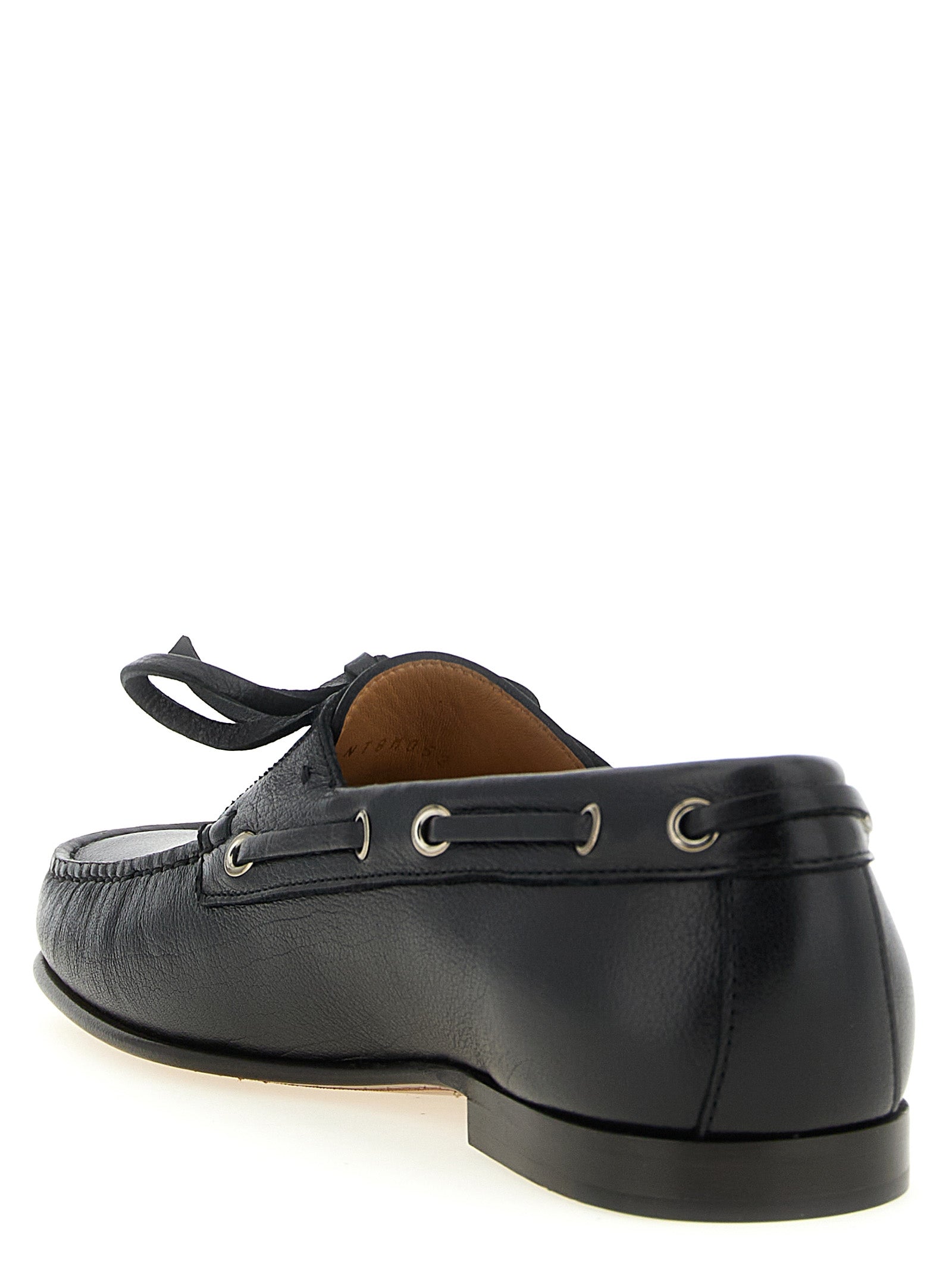 Black Buffalo Leather Slip-On Loafers