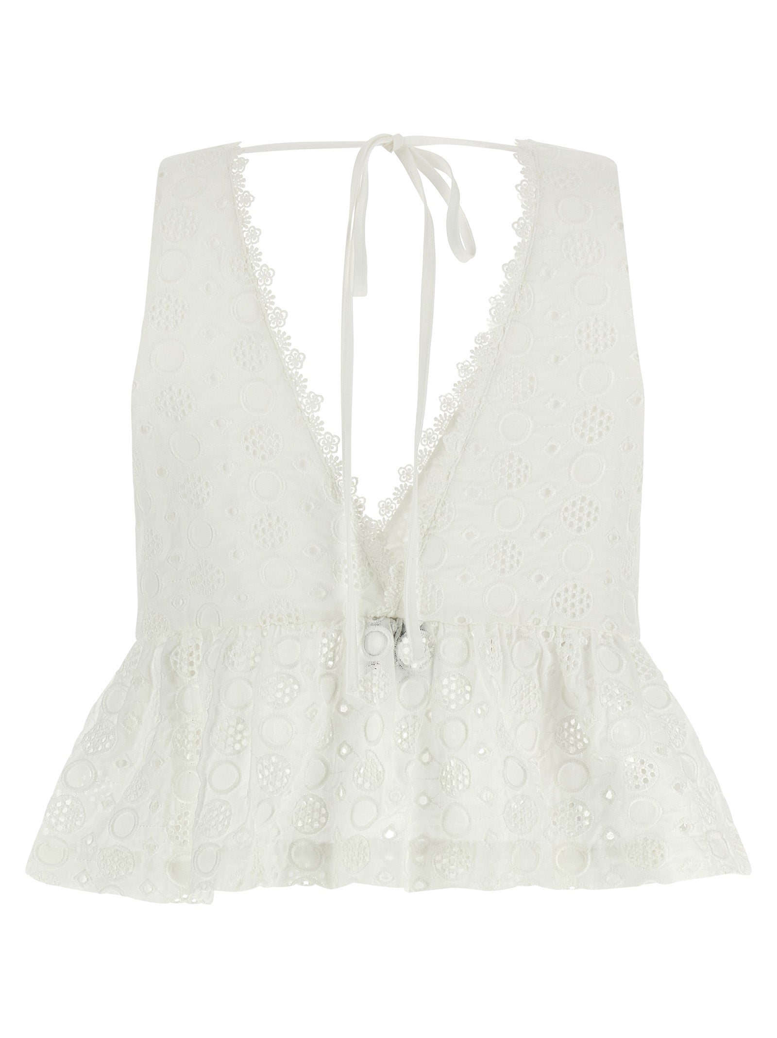 White Cotton Sleeveles T-Shirt